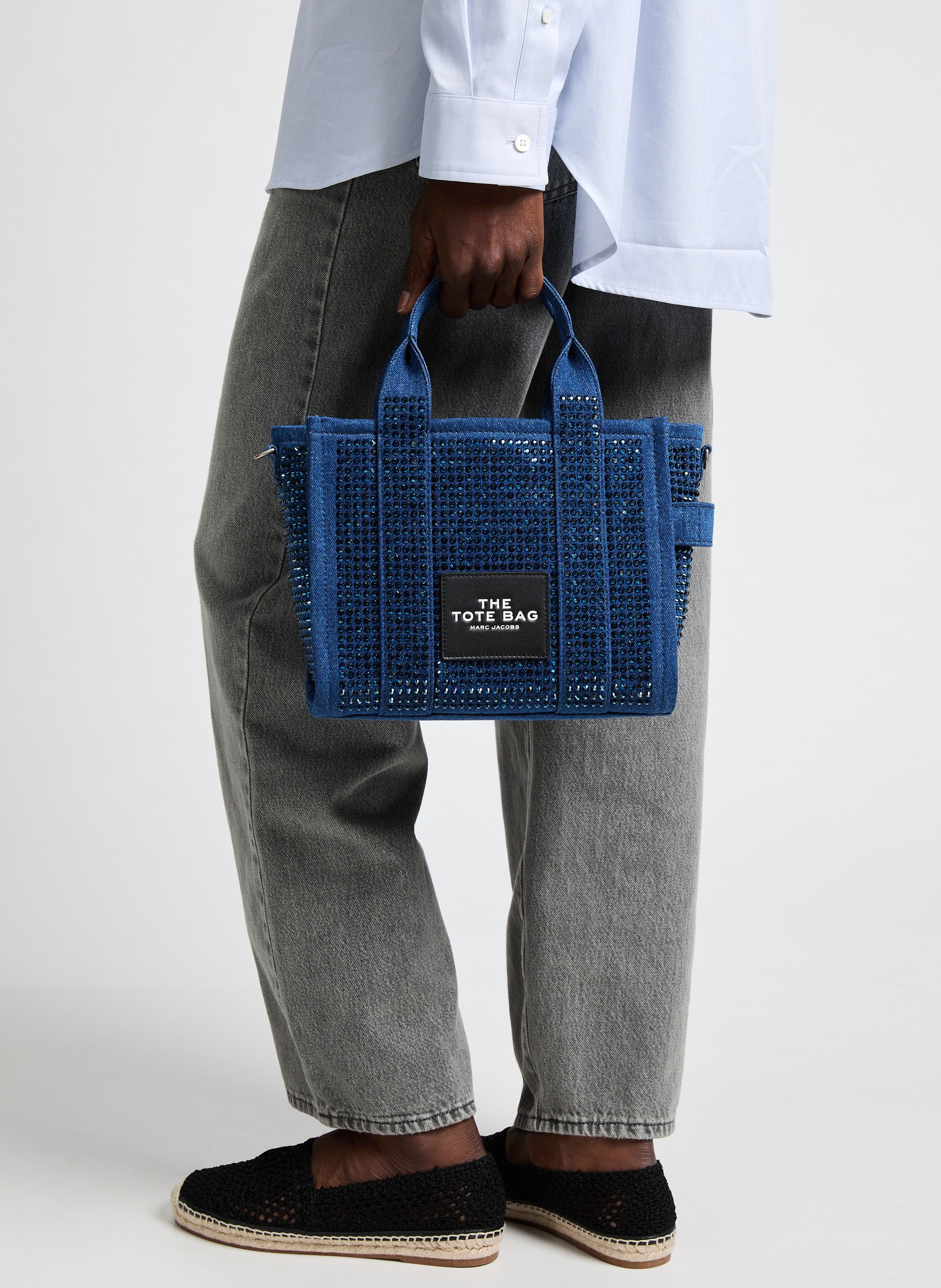 Sac à main The Crystal Denim Small Tote Bag  MARC JACOBS Bleu