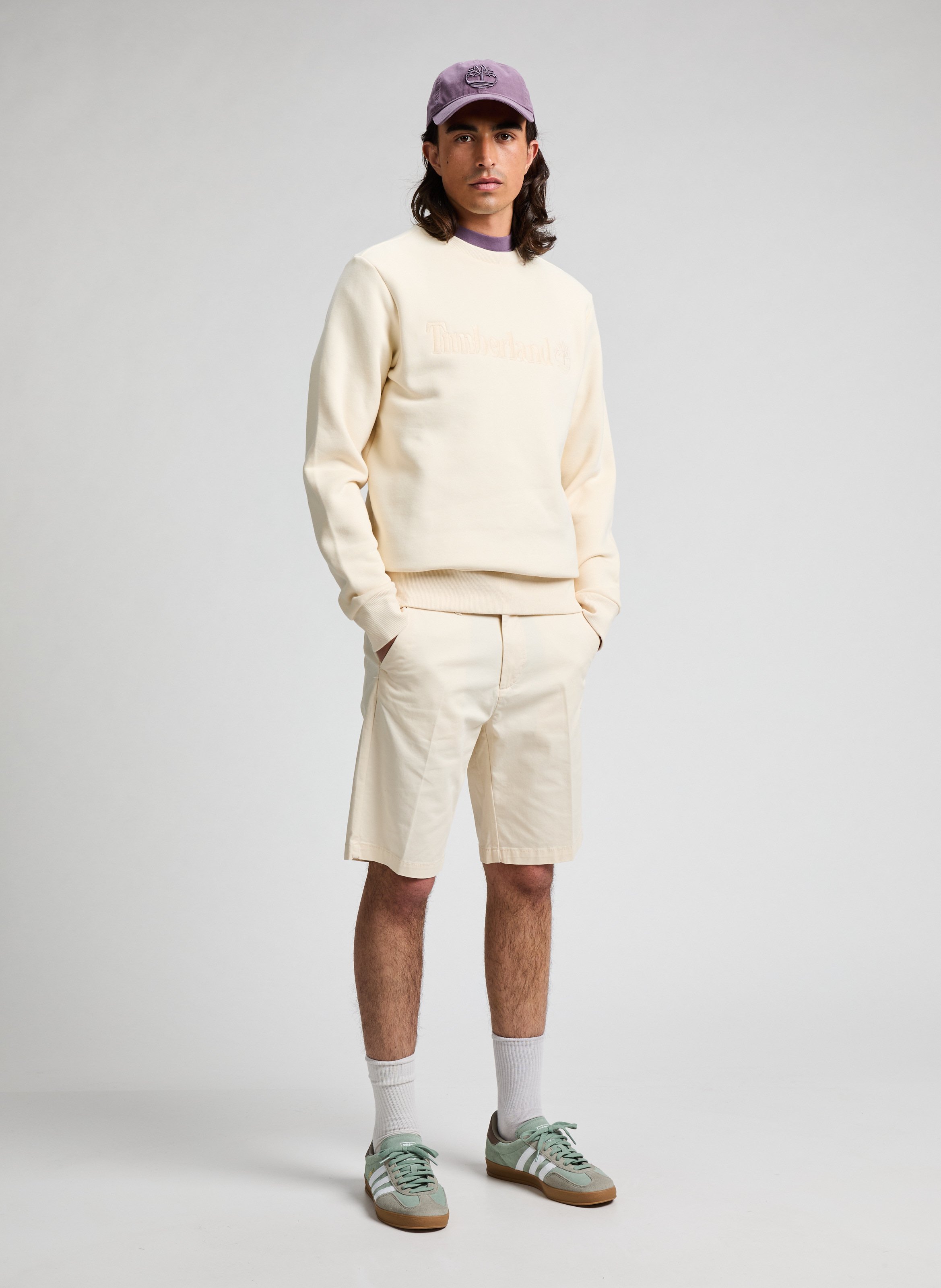 Sweat droit brodé en coton TIMBERLAND Blanc