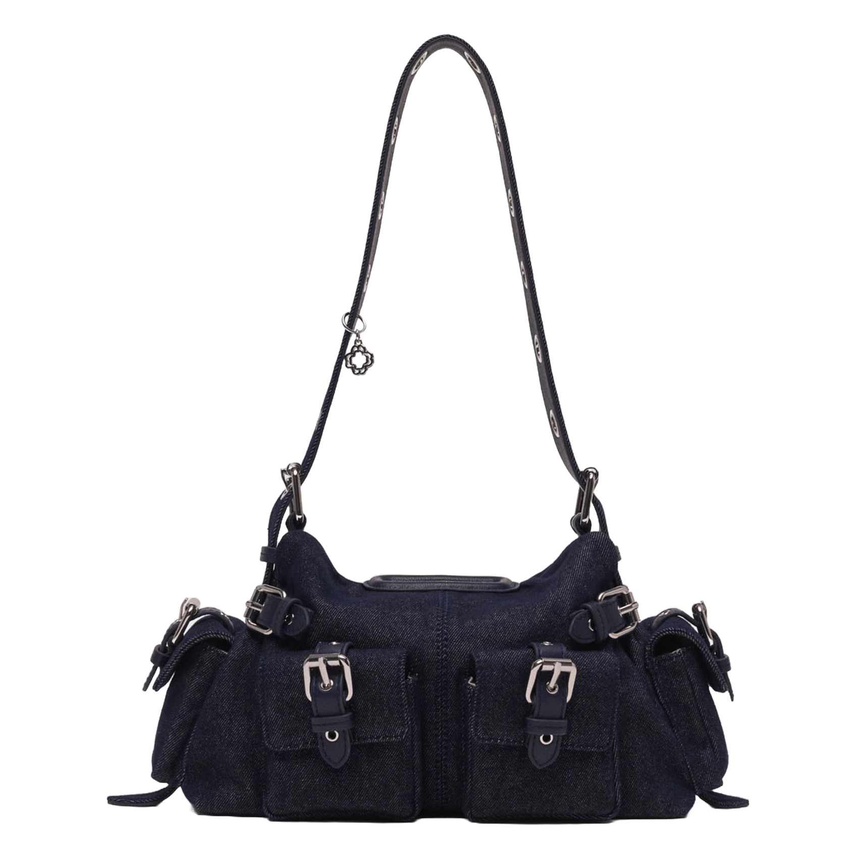 Sac bandoulière à poches en denim miss m pockets MAJE Bleu