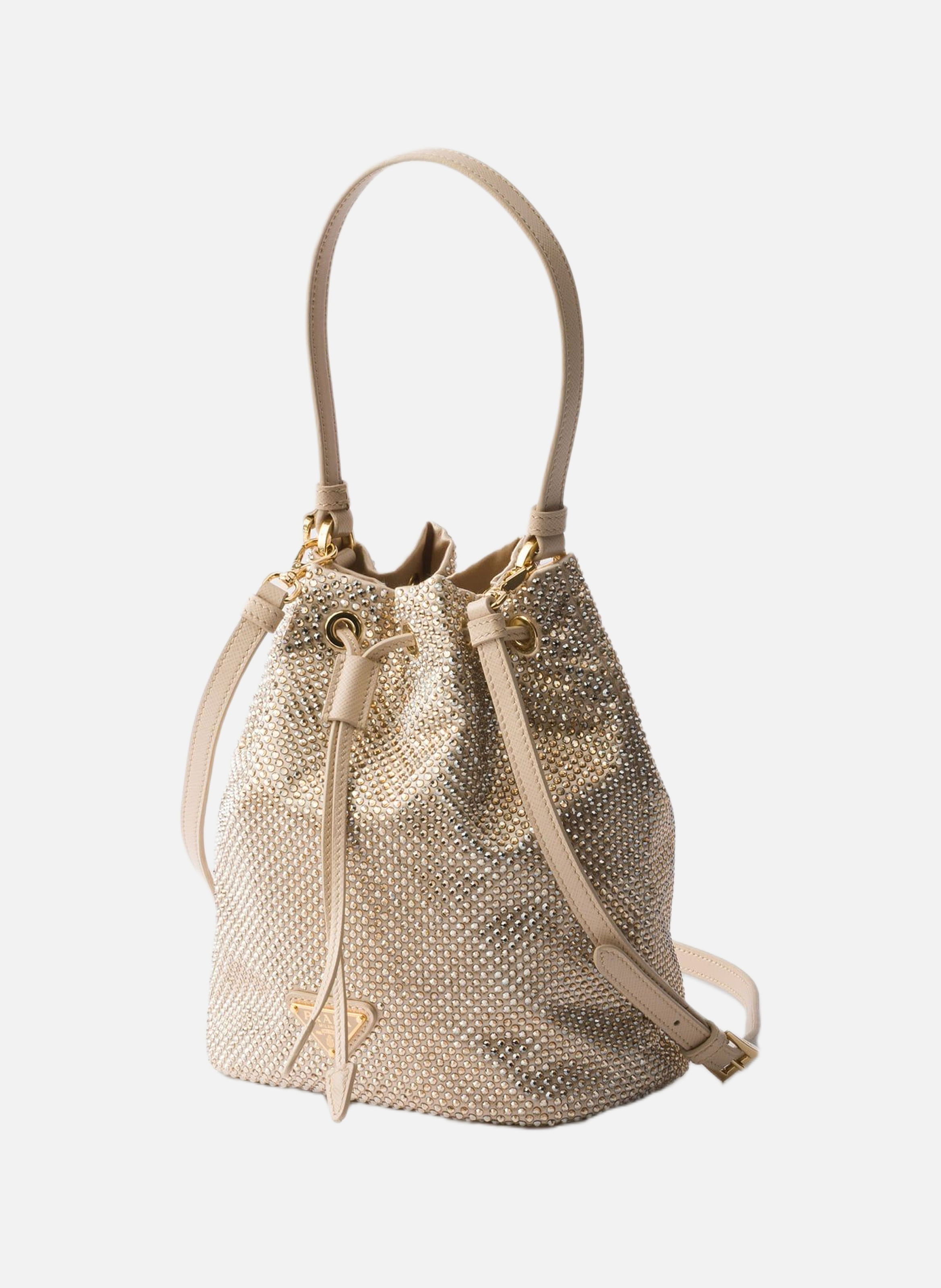 Mini sac en satin à cristaux PRADA Beige