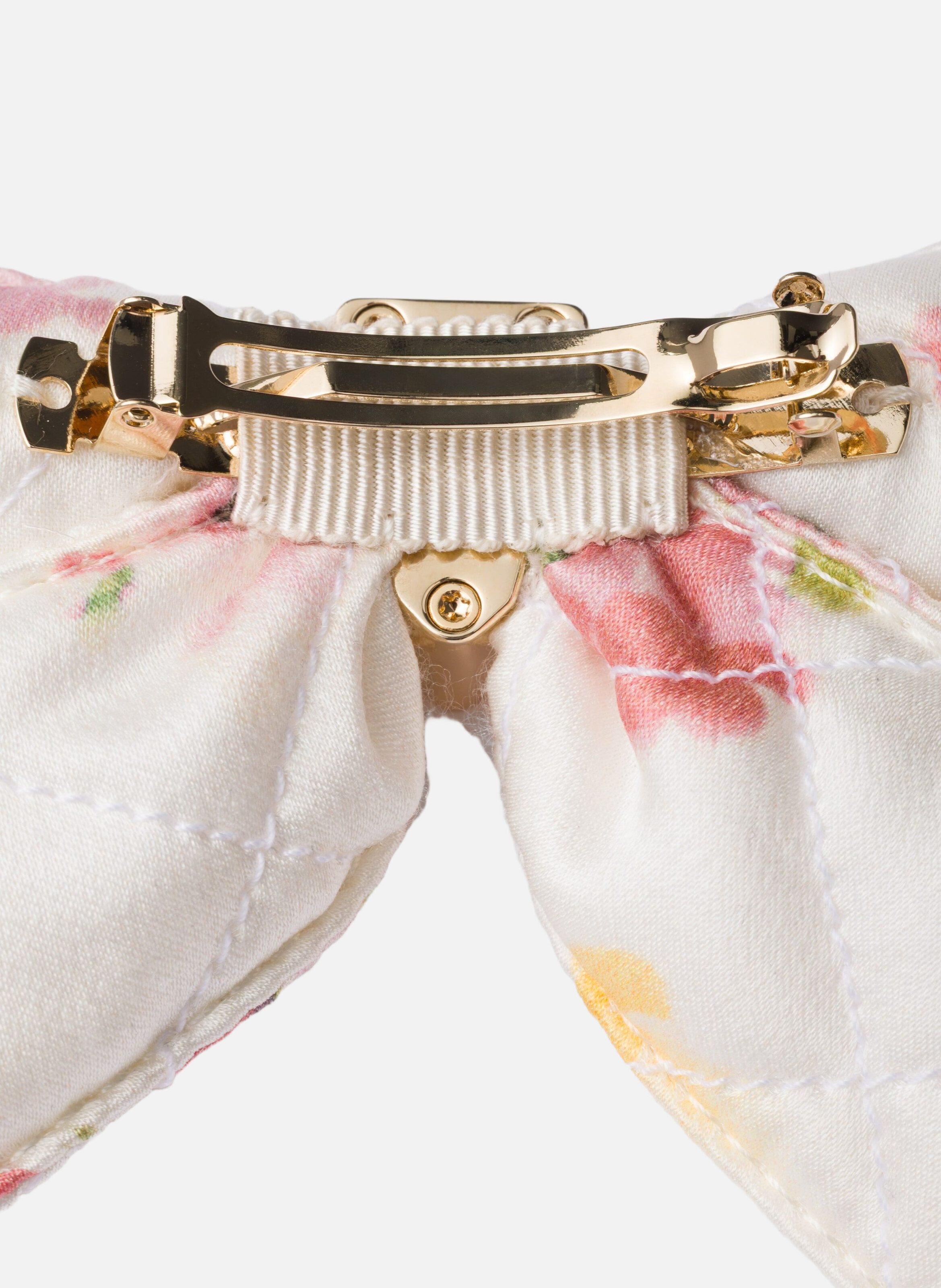 Pince à cheveux en satin à imprimé floral PRADA Rose