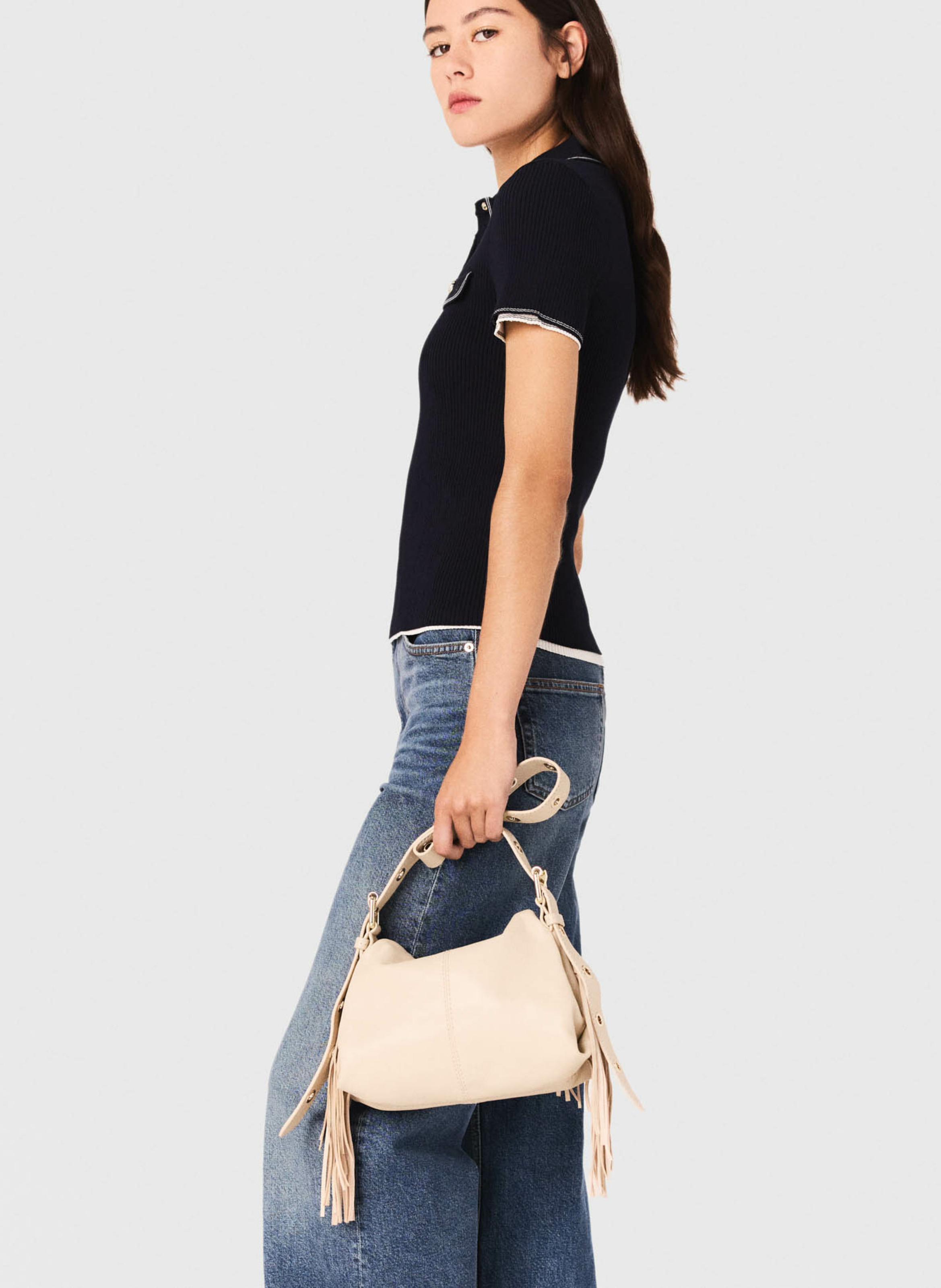 Pull col polo MAJE Bleu