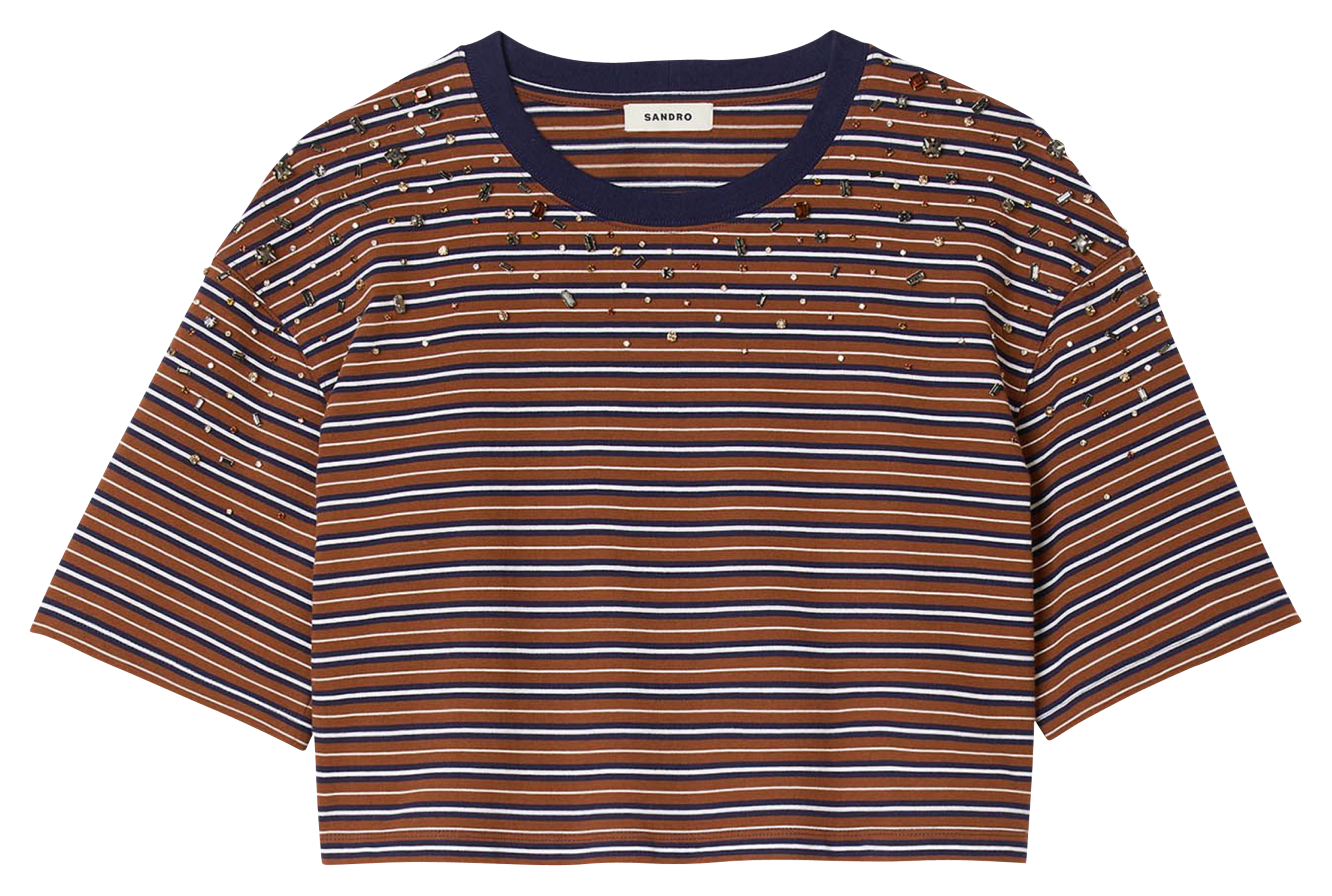 Tee-shirt ample col rond en coton Marron