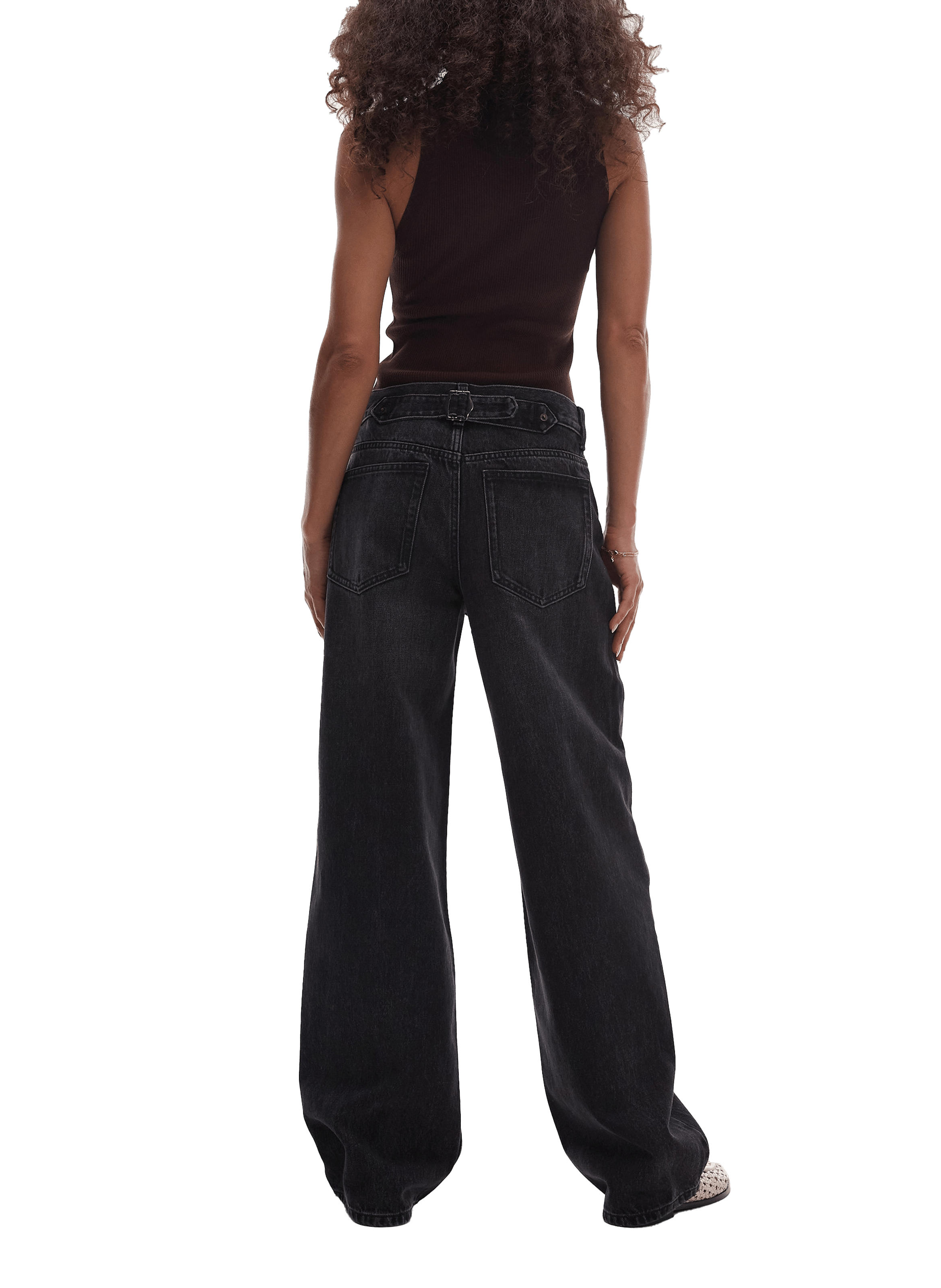 Jean large en coton mélangé TOPSHOP Bleu