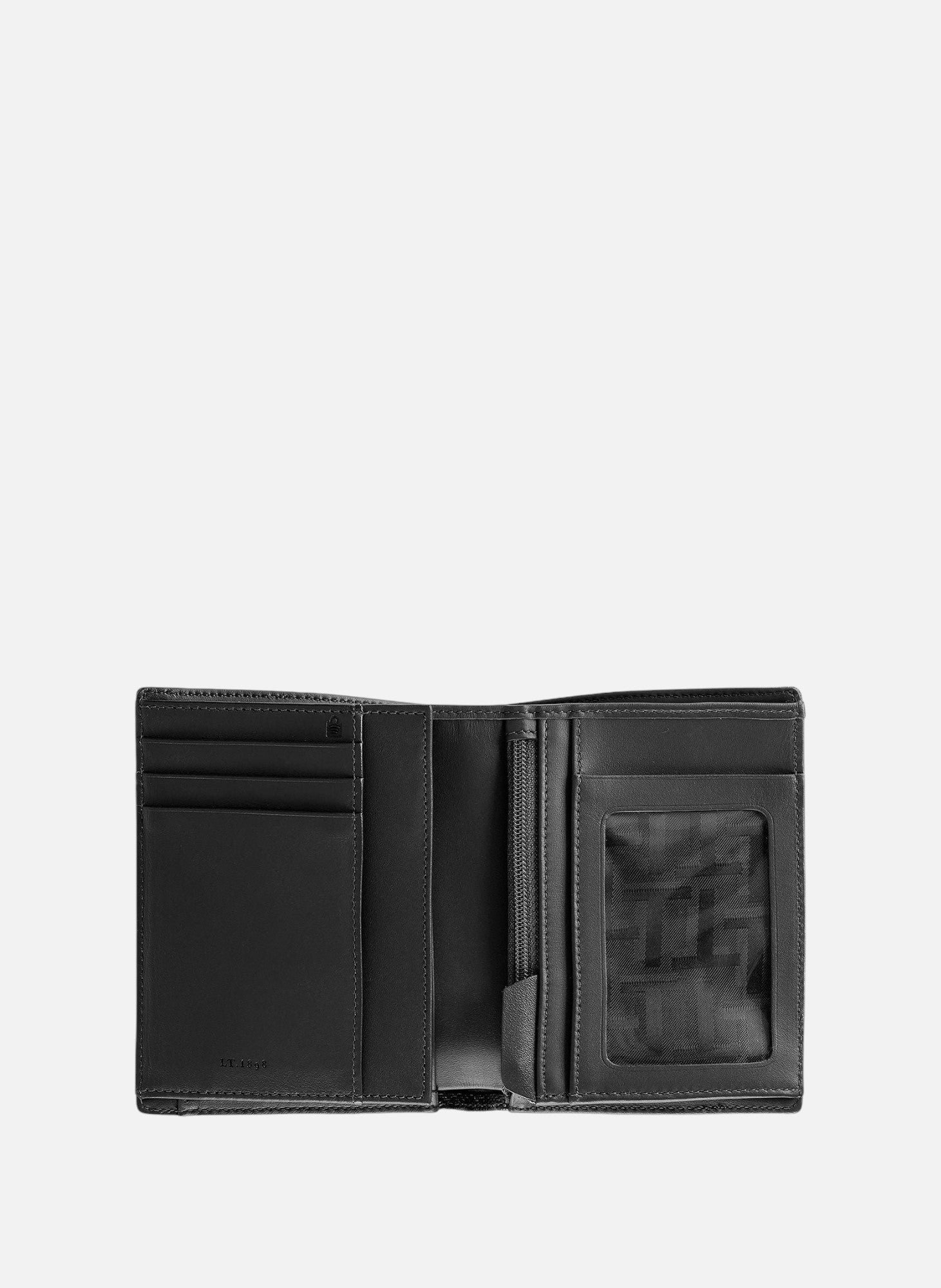 Portefeuille vertical zippé 2 volets emile en cuir signature t Noir