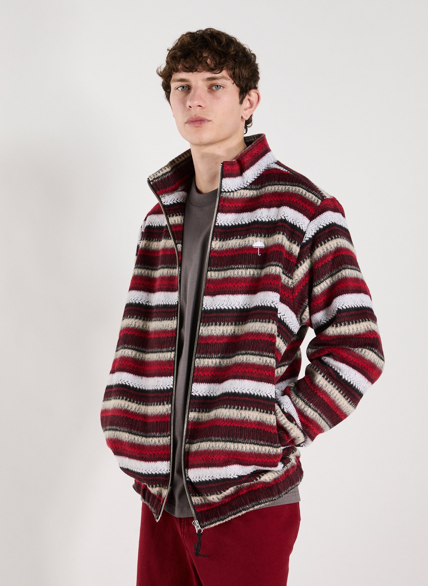 HELAS CAPS Blouson rayé col montant Rouge