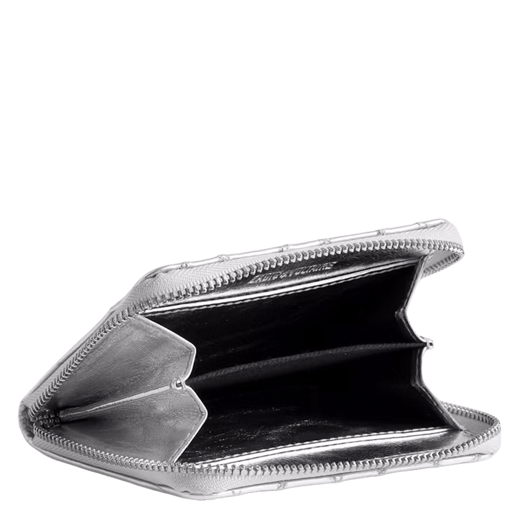 Porte-monnaie en cuir métallisé mini zv ZADIG&VOLTAIRE Gris