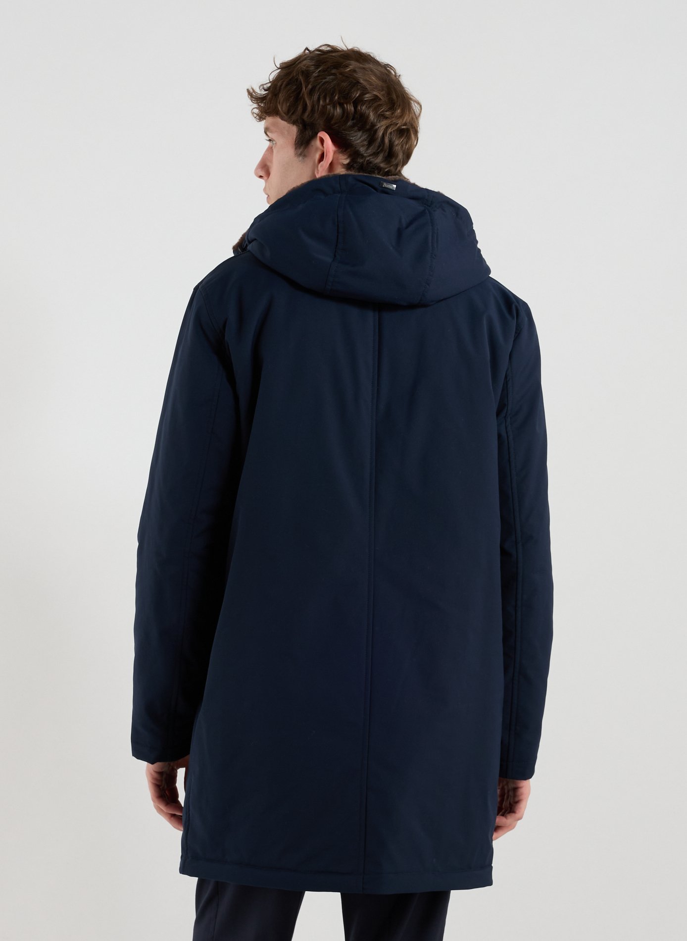 Hooded plain parka HERNO Blue