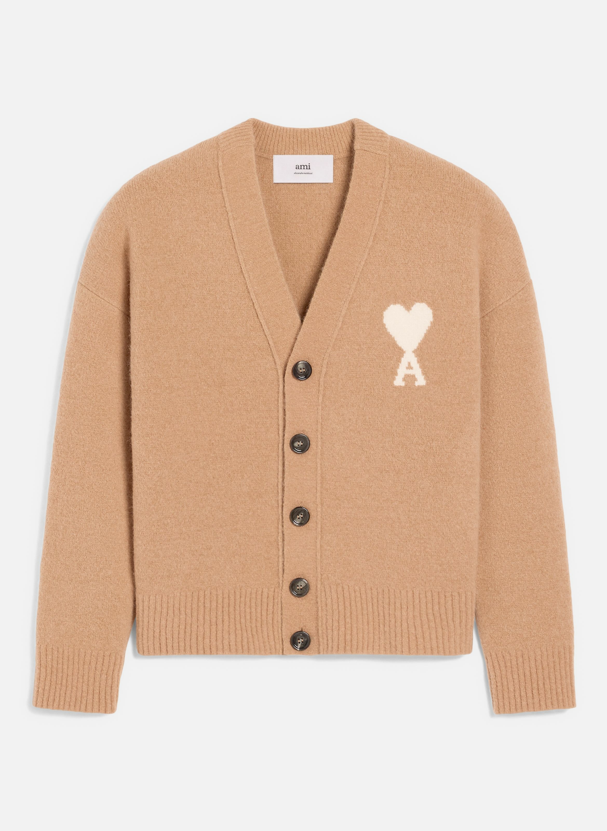 Cardigan ami de coeur en alpaga unisexe AMI PARIS Marron