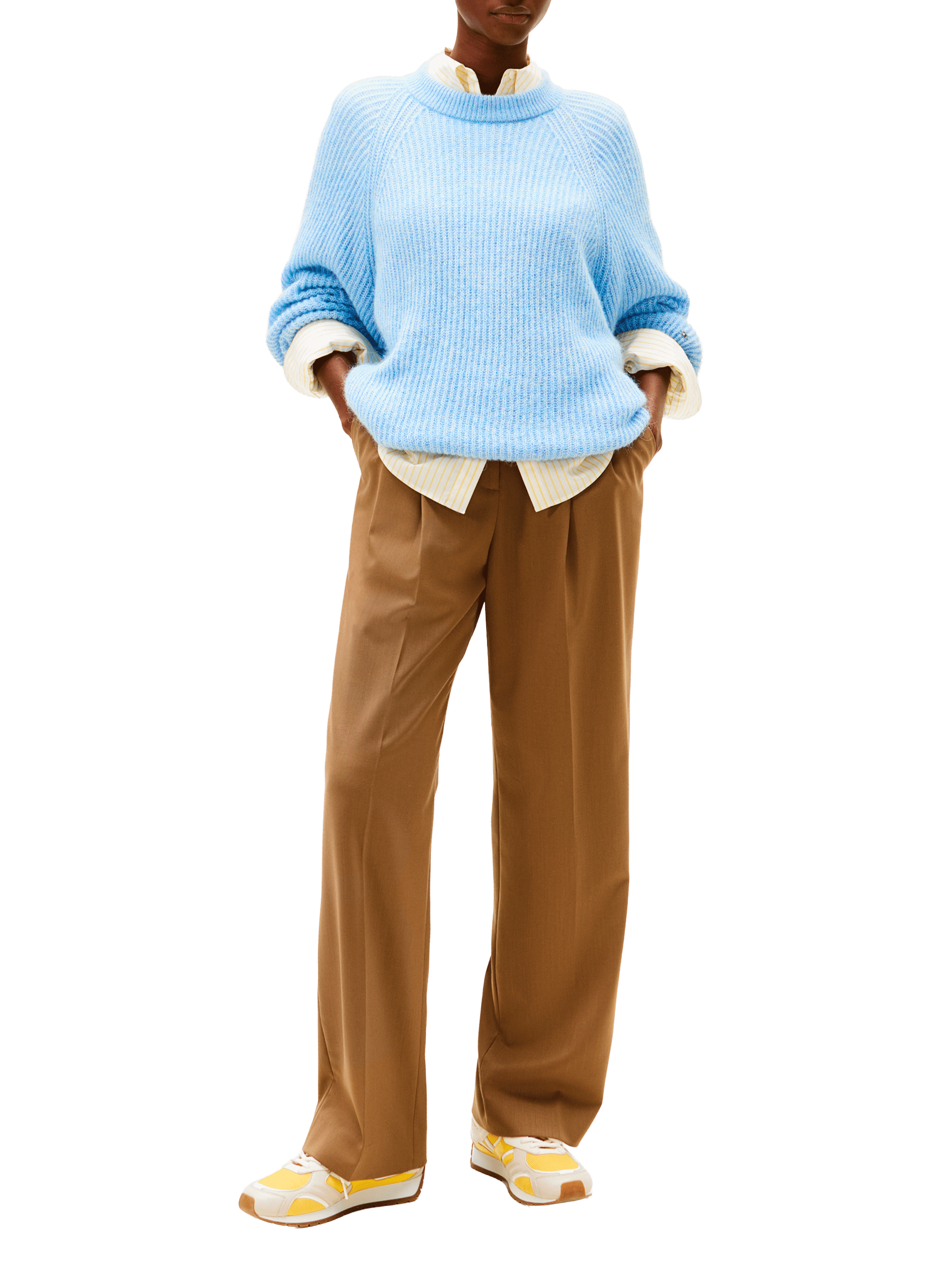 Pull col rond ample en alpaga mélangé TOMMY HILFIGER Bleu