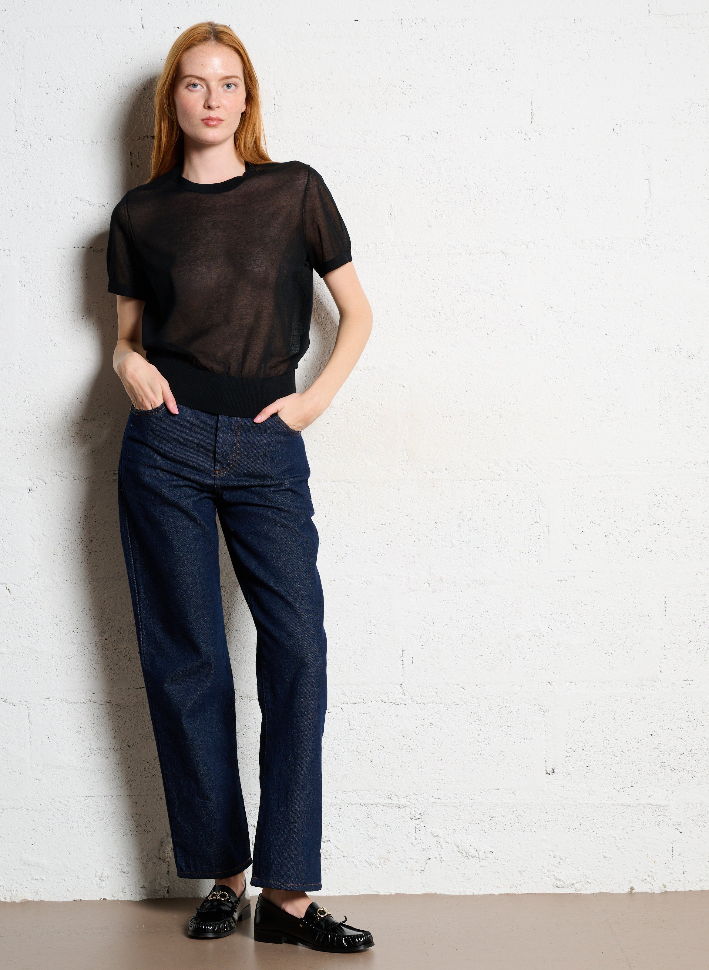 Pull col rond en coton mélangé dua SOEUR Noir