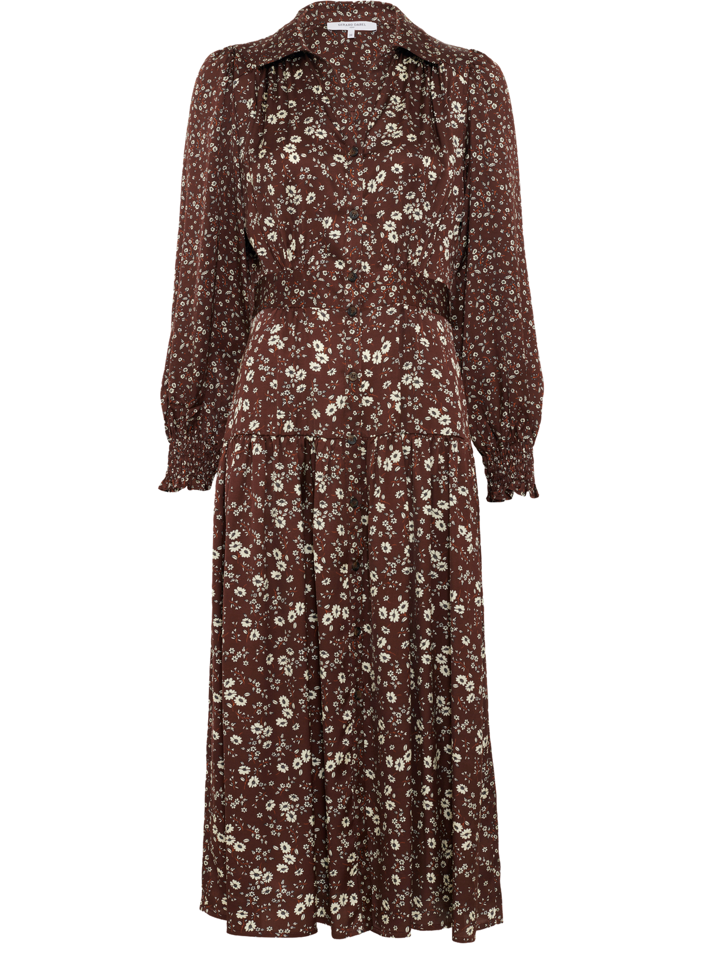 Robe chemise longue à fleurs - lolita GERARD DAREL Marron