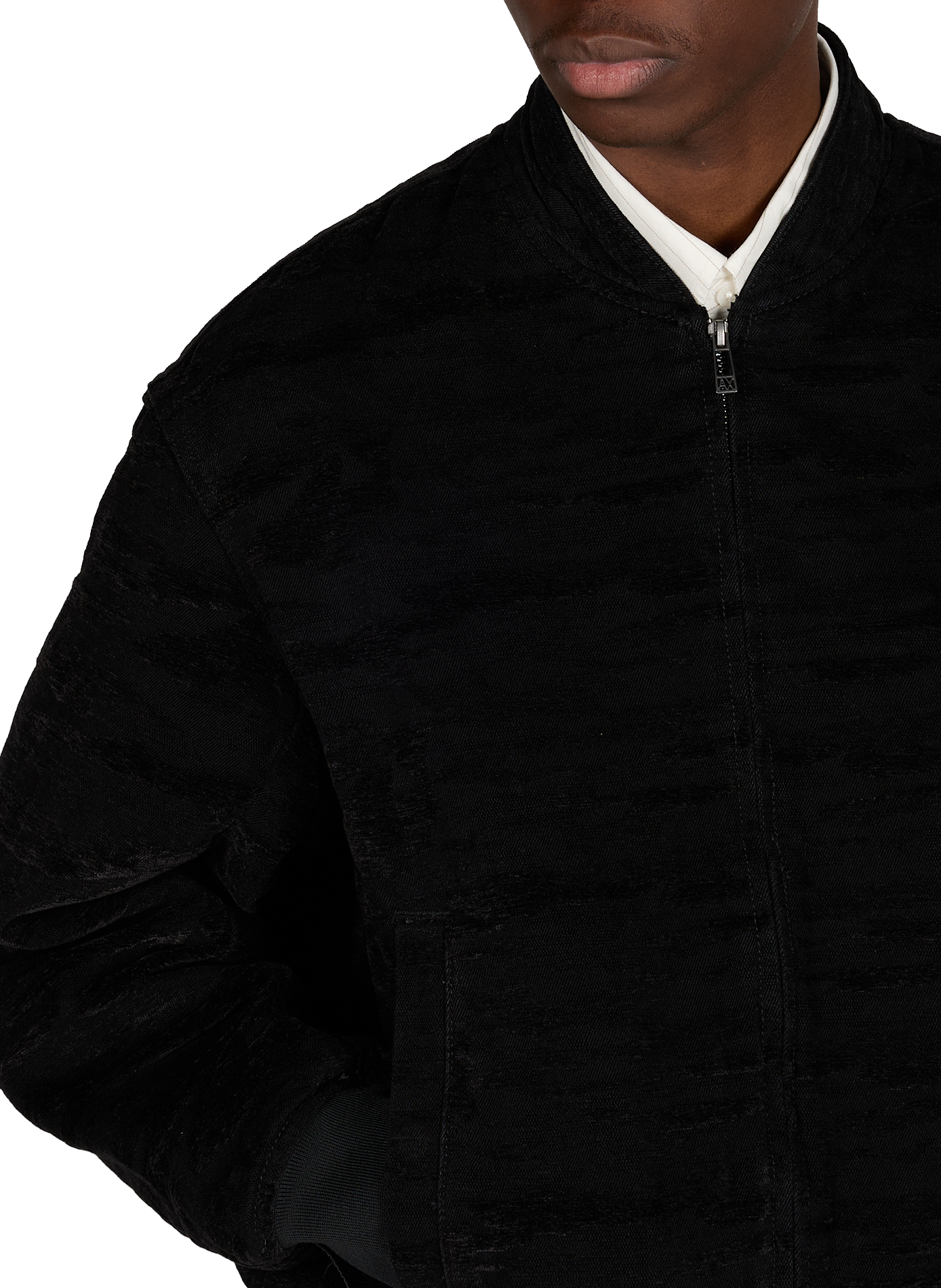 Textured blended cotton jacket ARMANI EXCHANGE Black