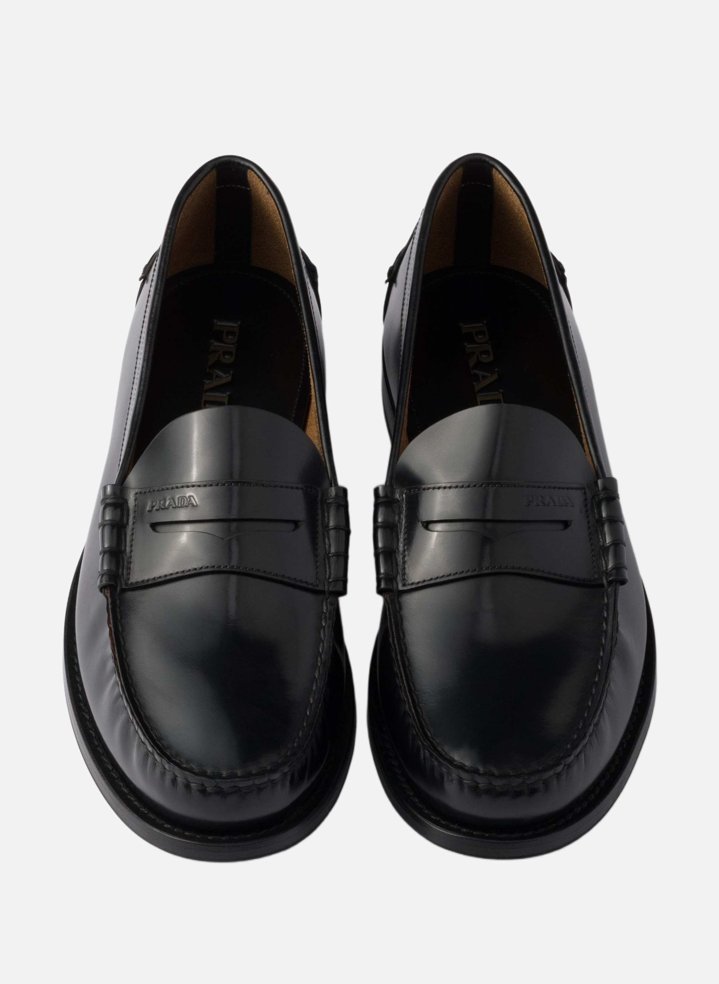 Mocassins en cuir brossé PRADA Noir