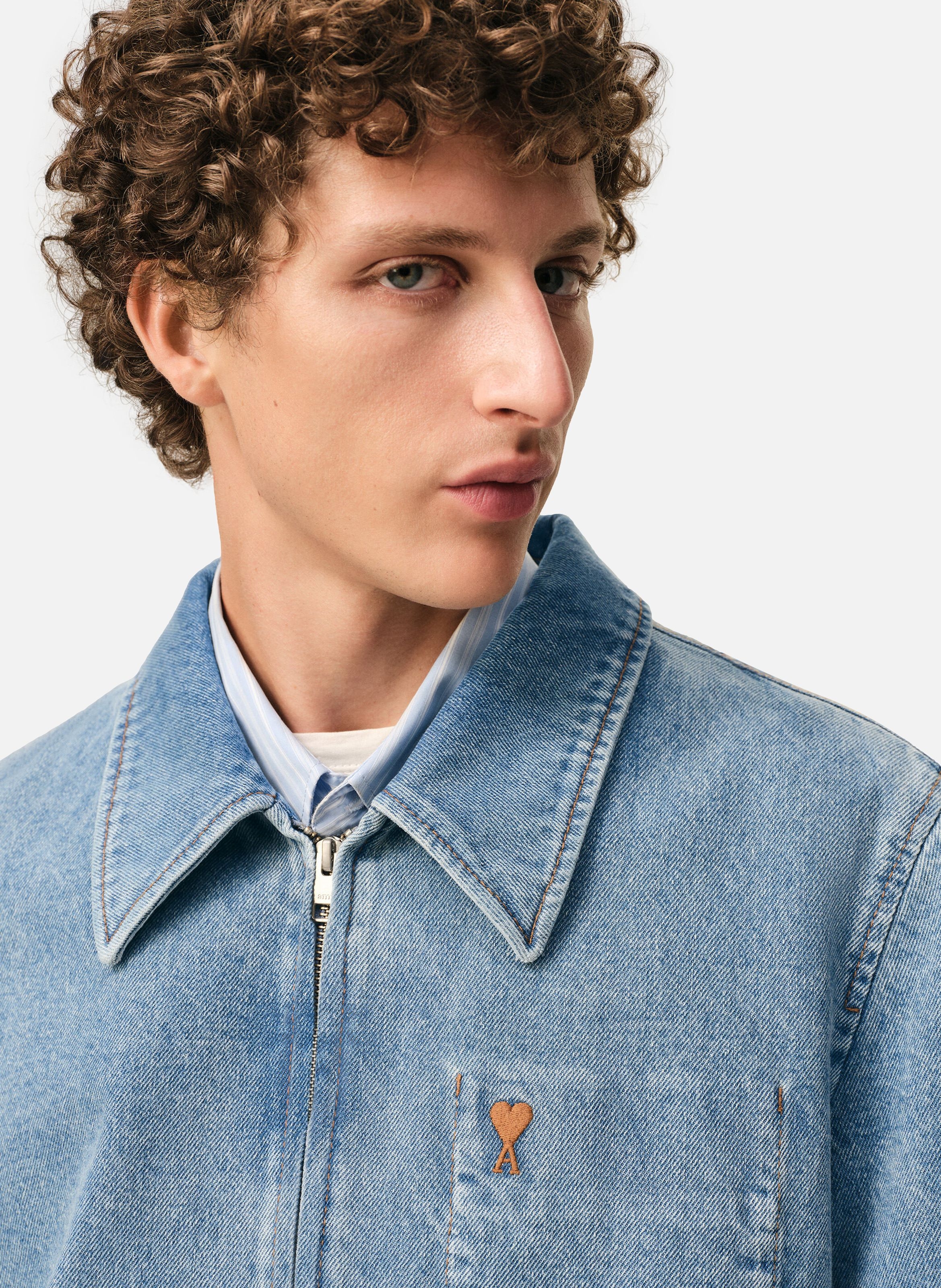 Blouson Zippé Ami De Coeur En Coton AMI PARIS Bleu