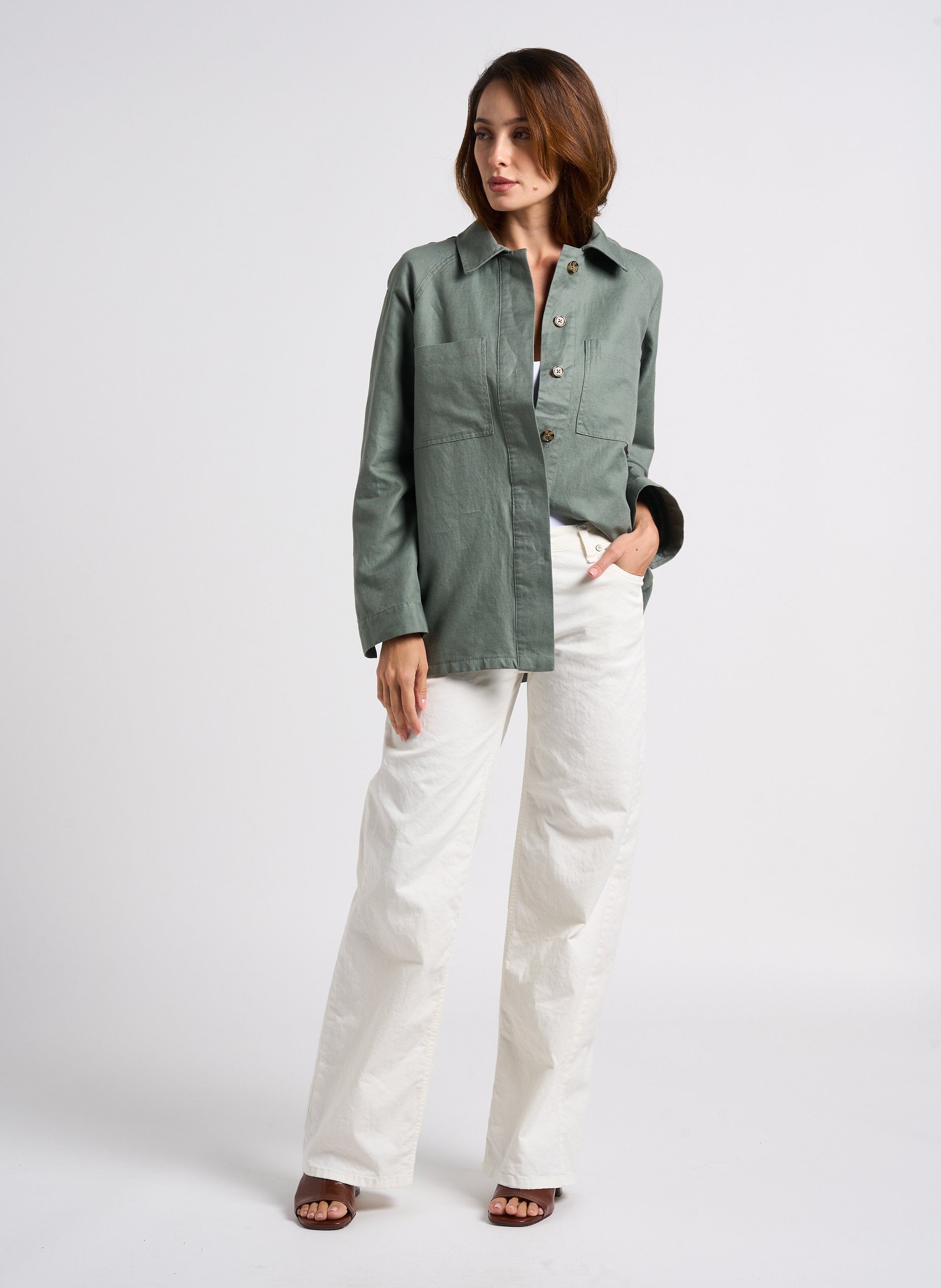 Mules à talon en cuir Butterfly JONAK Marron