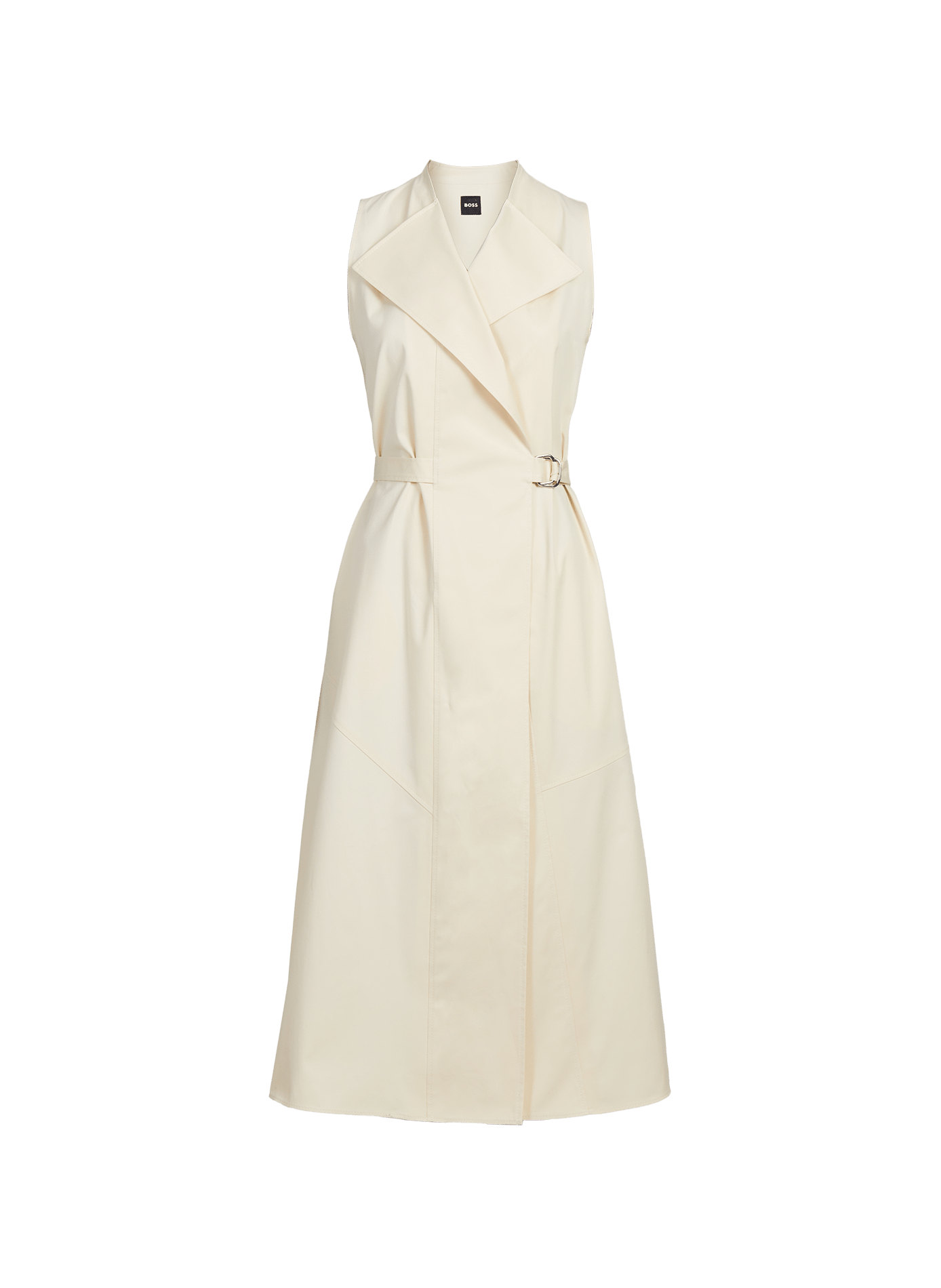 Stretch cotton blend wrap dress BOSS Beige