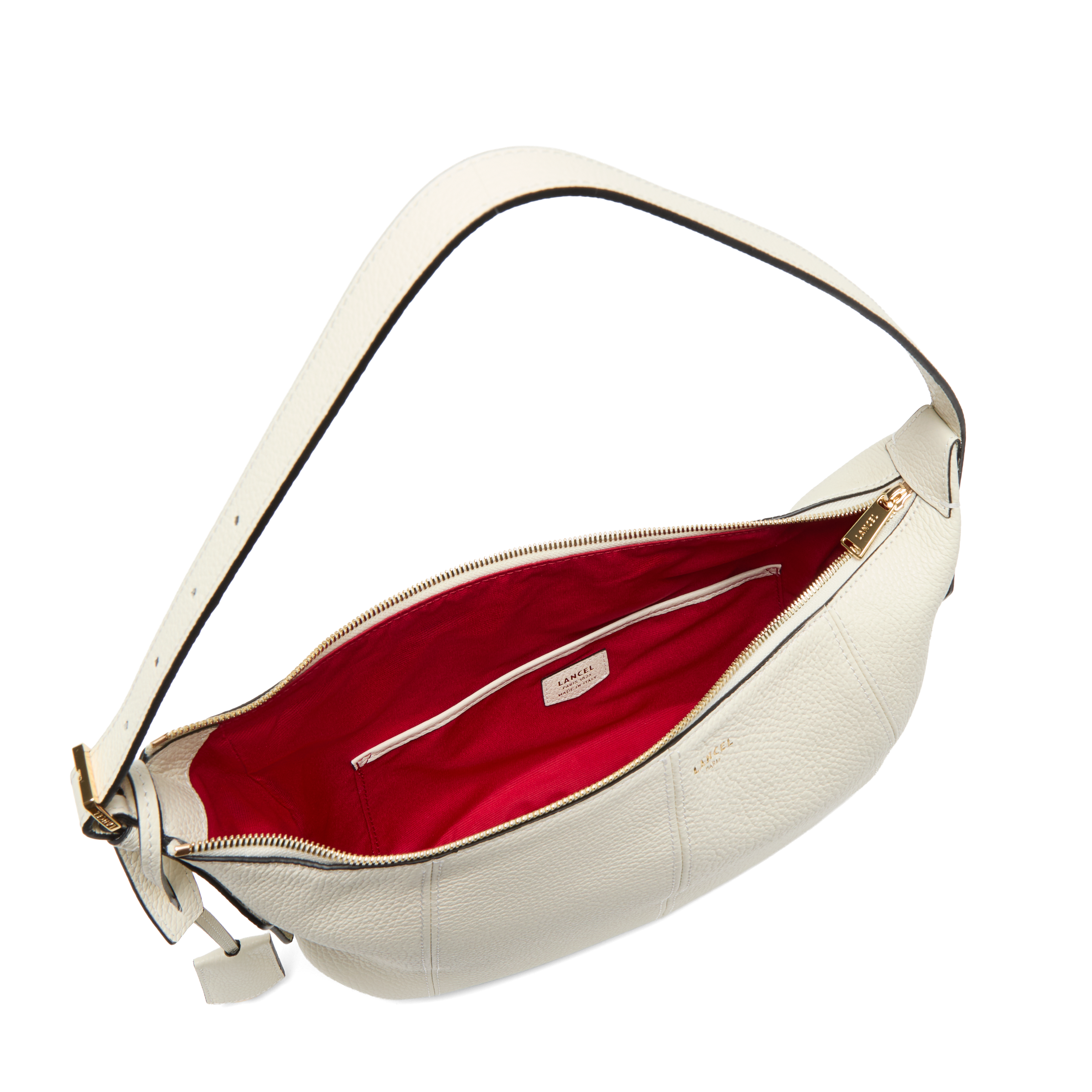 Sac hobo zippé m victoire de lancel en cuir LANCEL Blanc