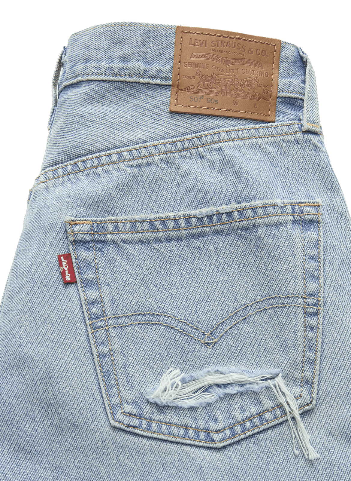 Jean 501 ’90 en denim de coton LEVI'S Bleu