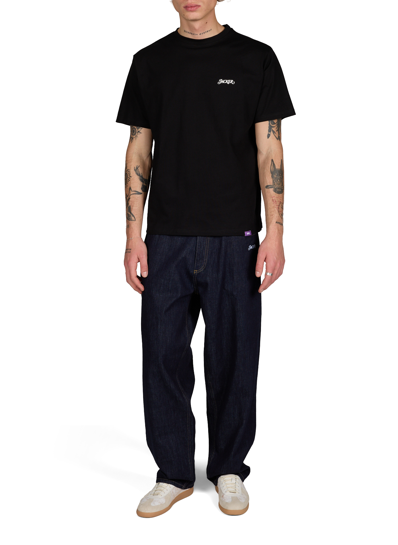 Cotton Logo T-shirt JACKER. Black