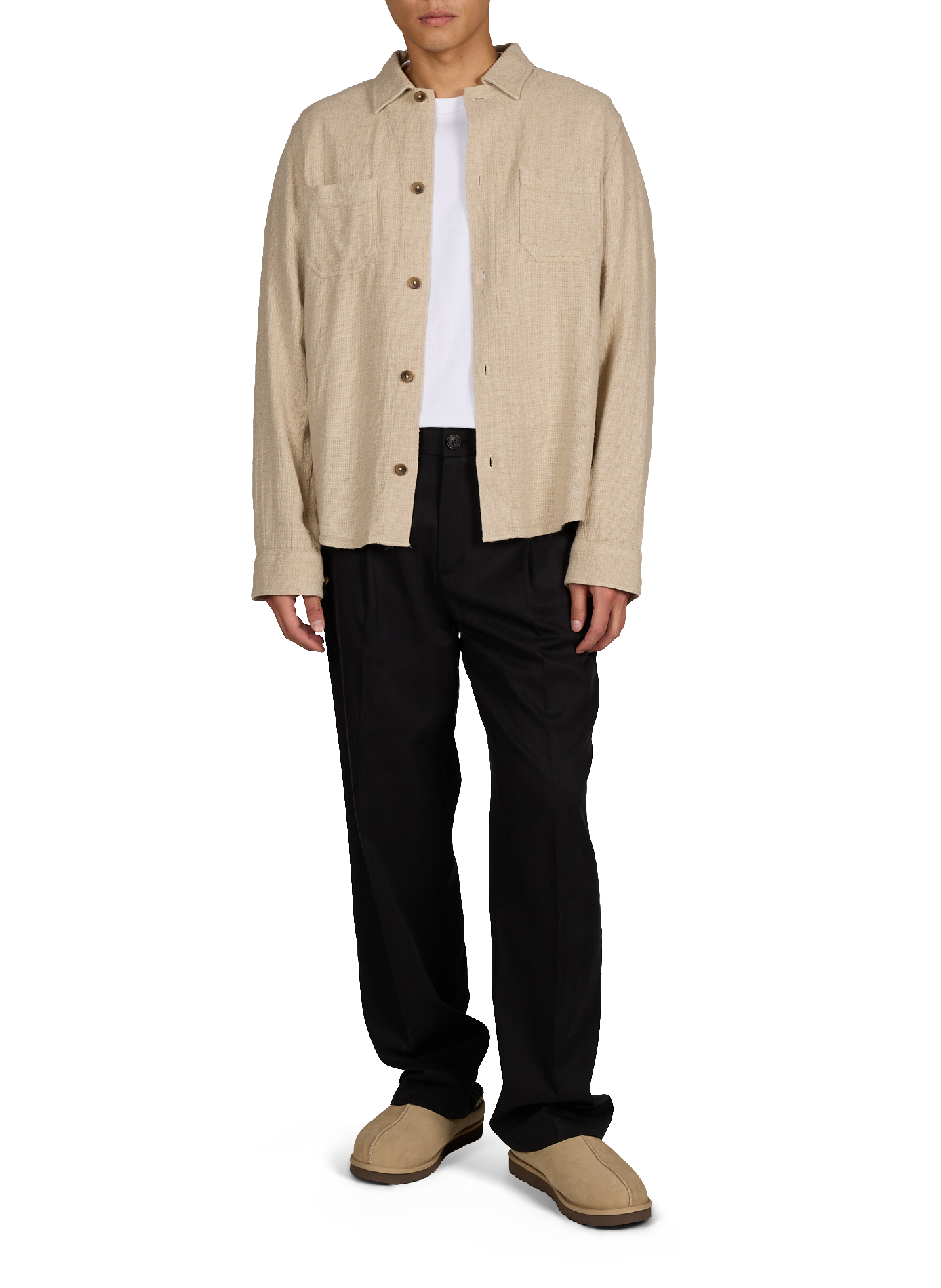 Chemise droite en coton mélangé LES DEUX Beige