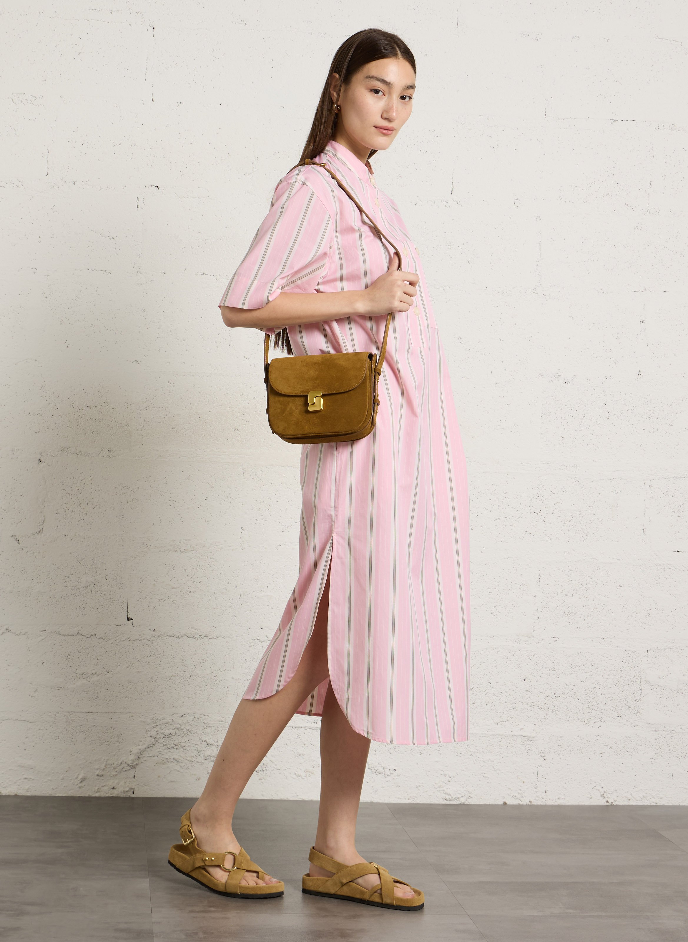 Sac bandoulière en cuir velours bellissima mini SOEUR Marron