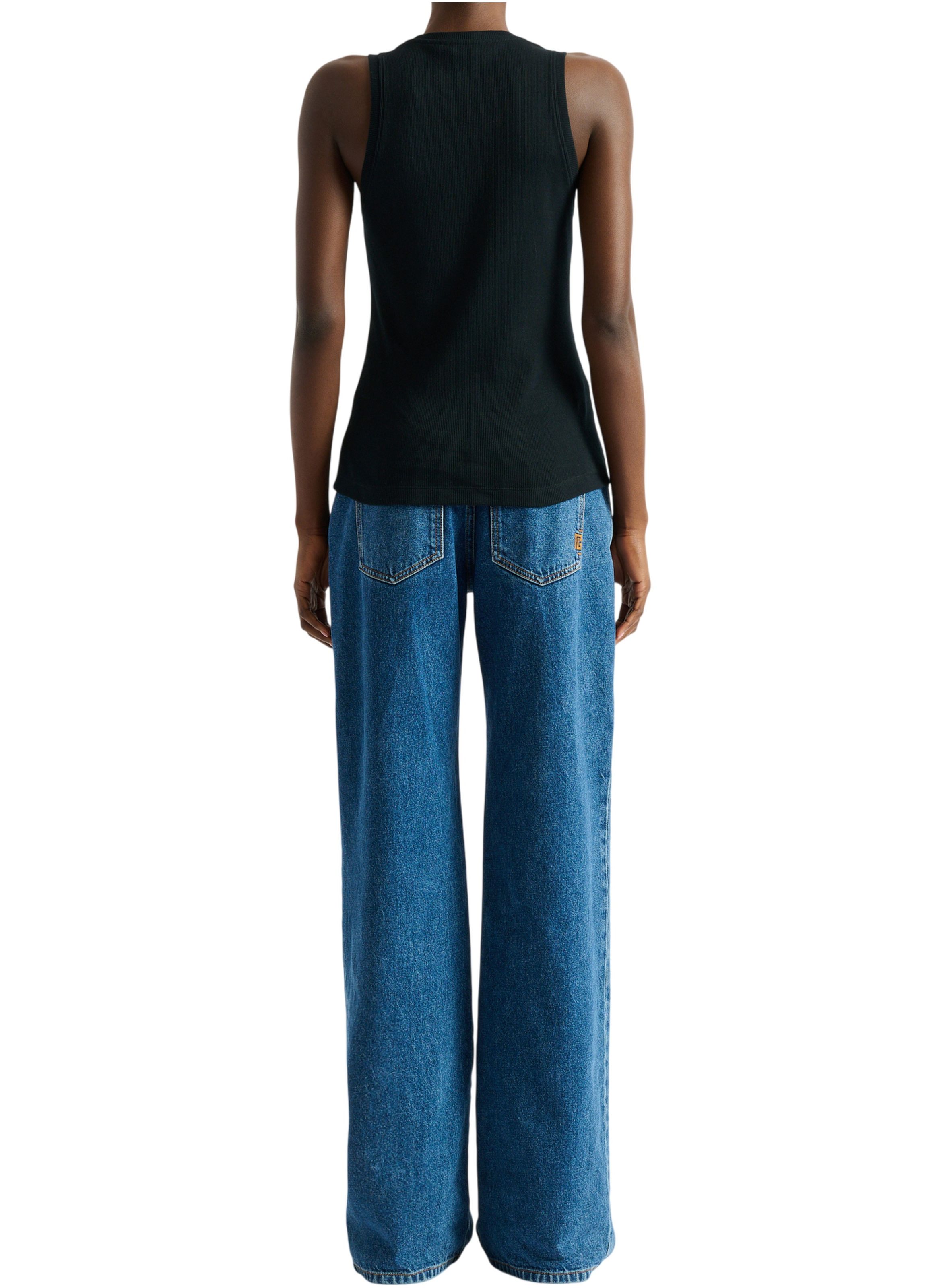 Débardeur brodé balmain paris BALMAIN Noir