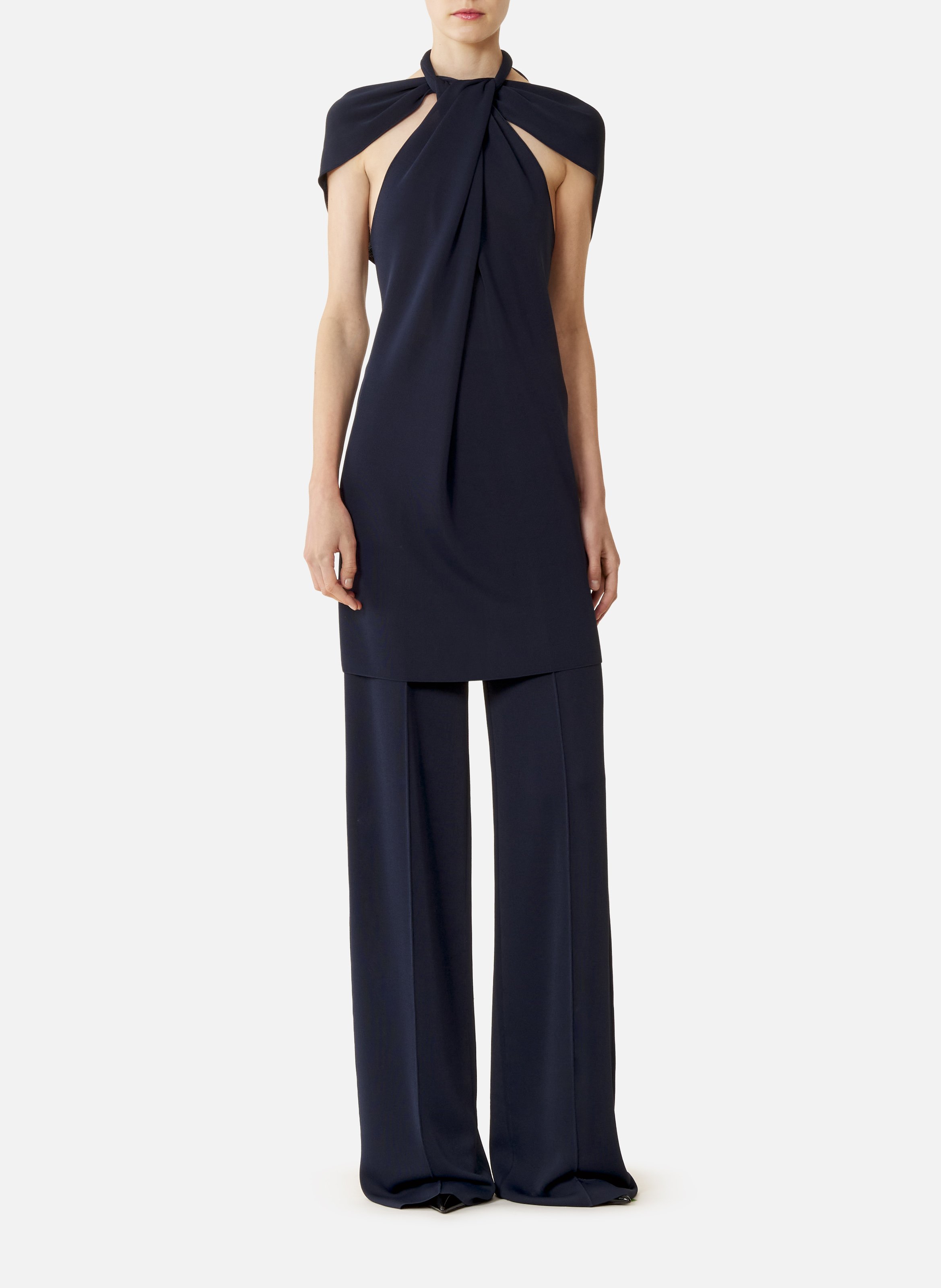 Haut col noué en viscose LANVIN Bleu