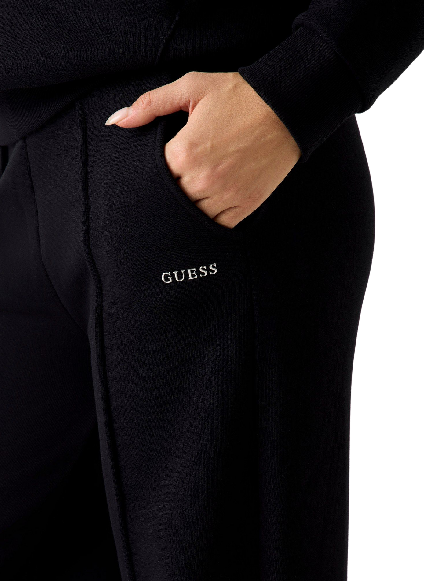 Pantalon de survêtement plissé en coton mélangé  GUESS Noir