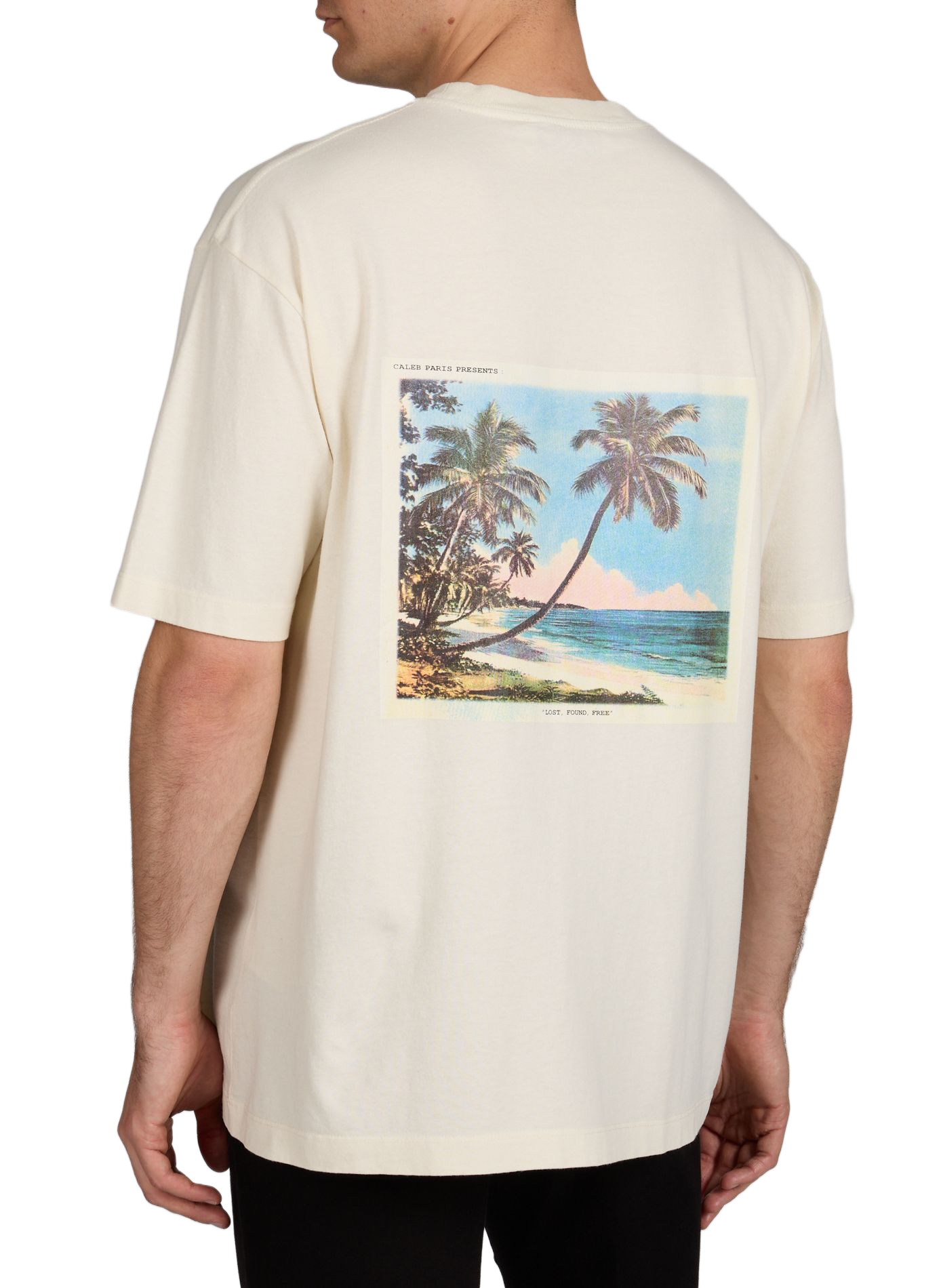 T-shirt oversize con ricamo del logo in cotone CALEB Beige