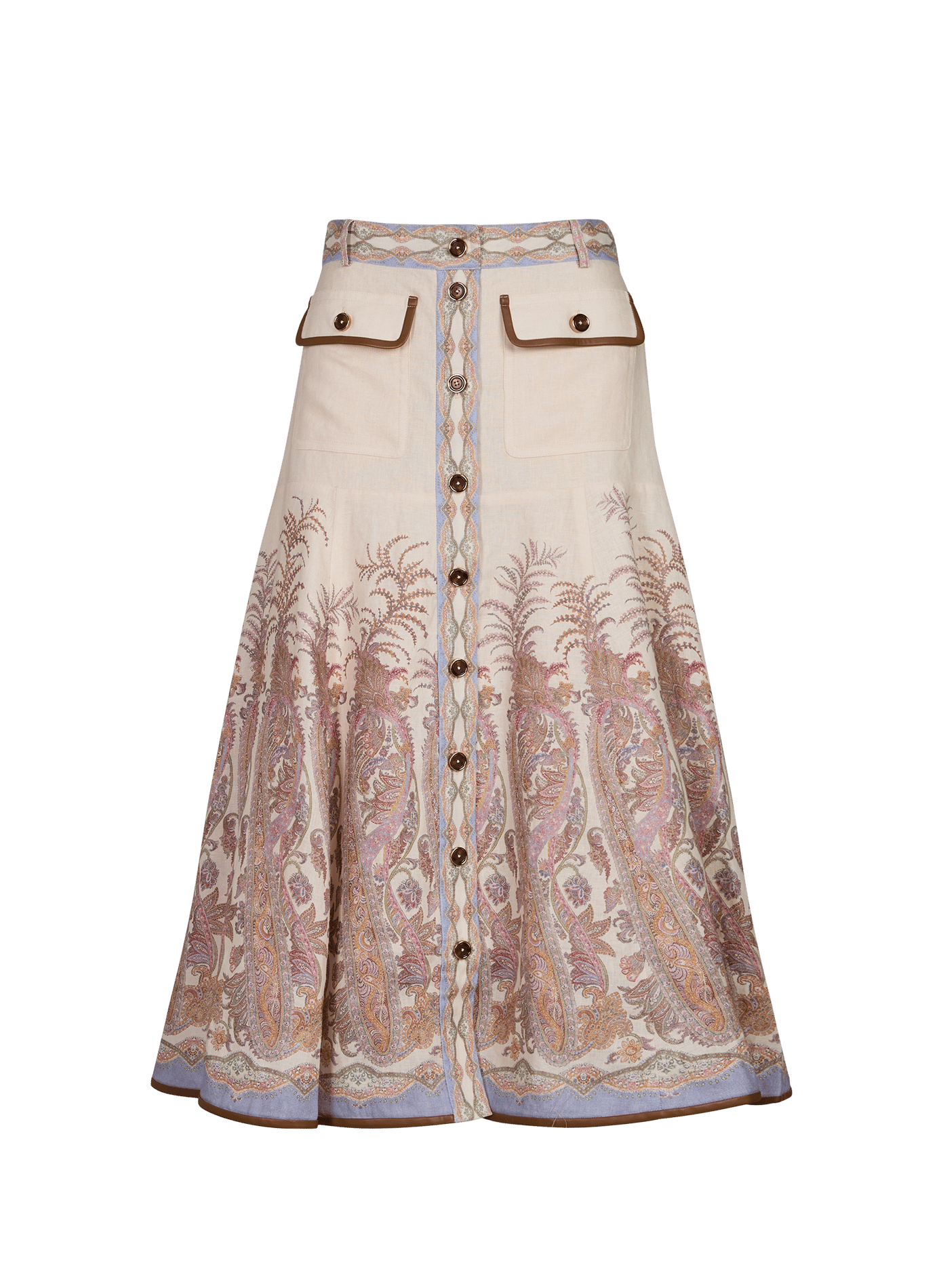 Gonna stampata svasata in lino ZIMMERMANN Rosa
