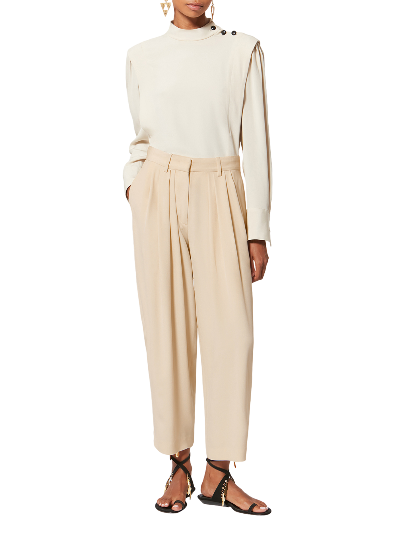 Karottenhose mit Falten Janice aus fließendem Crepe ISABEL MARANT Weiss