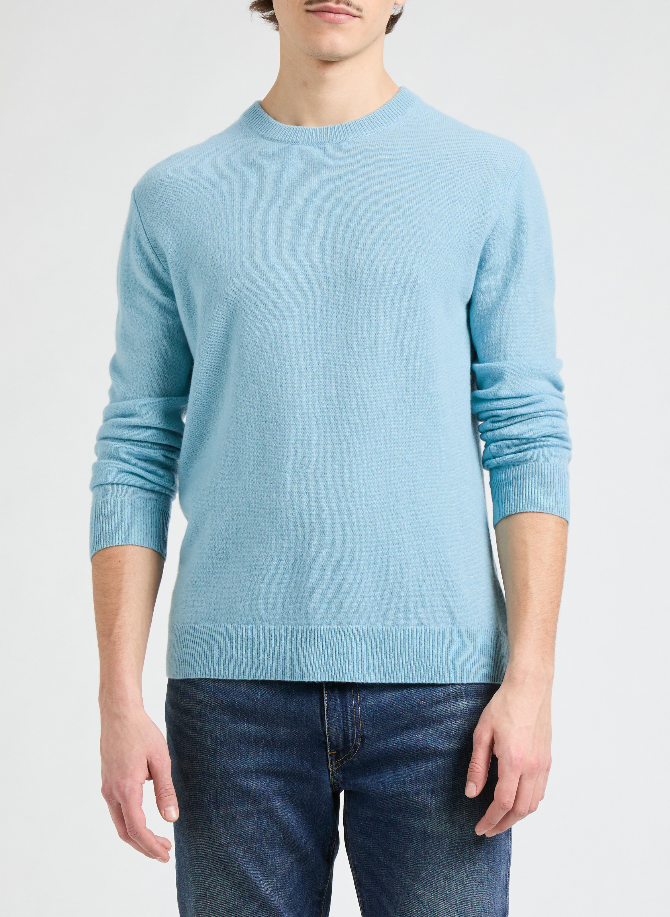 Pull col rond en cachemire AU PRINTEMPS PARIS Bleu