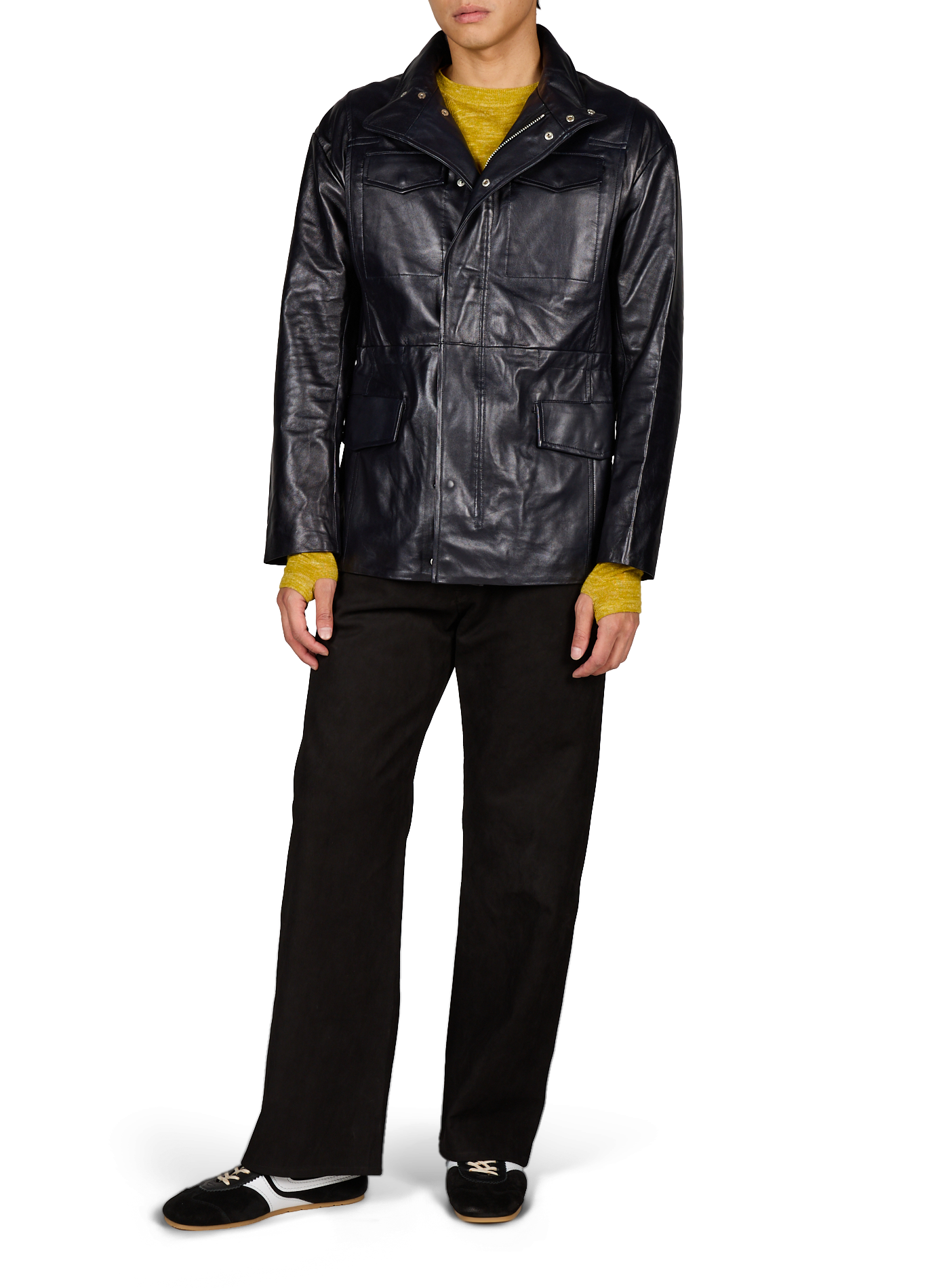 Blouson en cuir OMAR AFRIDI Bleu