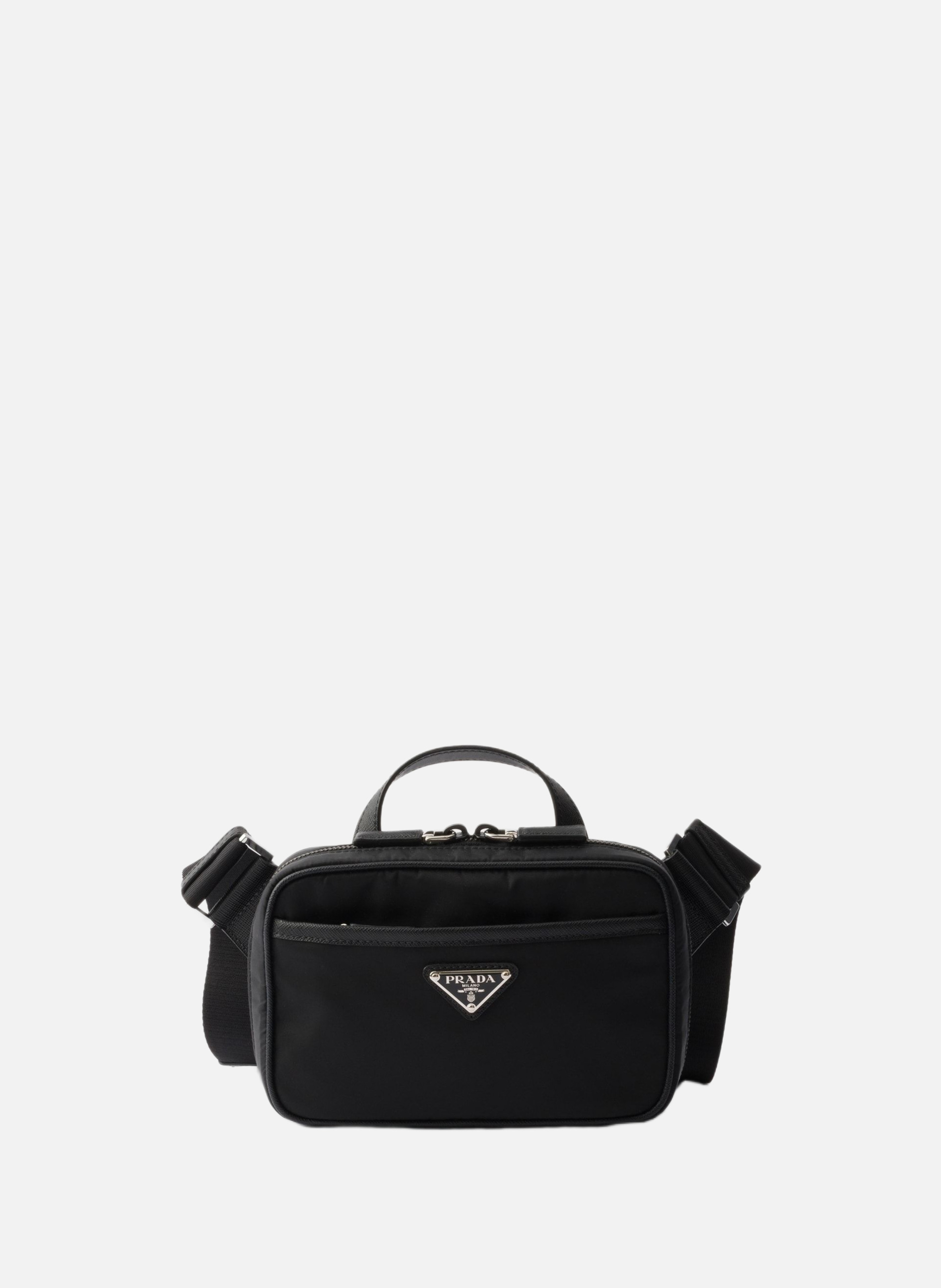 Sac porté épaule en re-nylon et cuir saffiano PRADA Noir