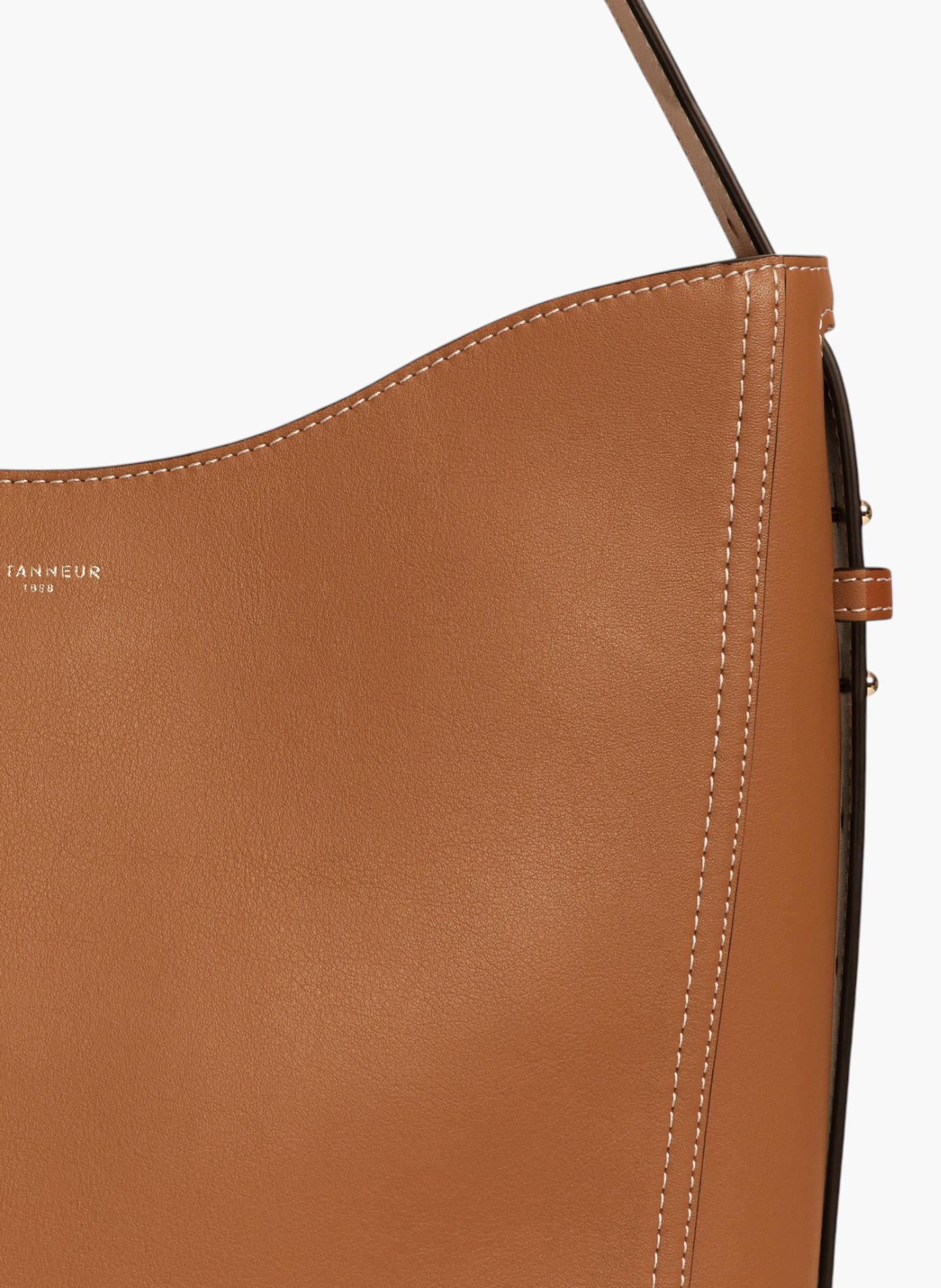 Sac hobo moyen modèle céleste en cuir lisse LE TANNEUR Marron