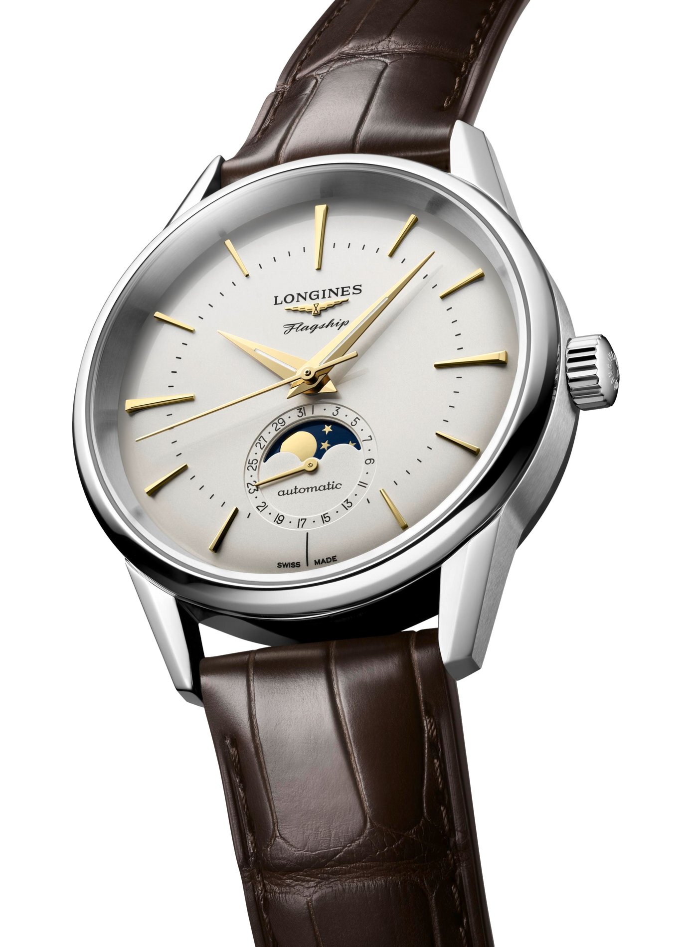 Montre automatique Flagship Heritage en cuir LONGINES Blanc