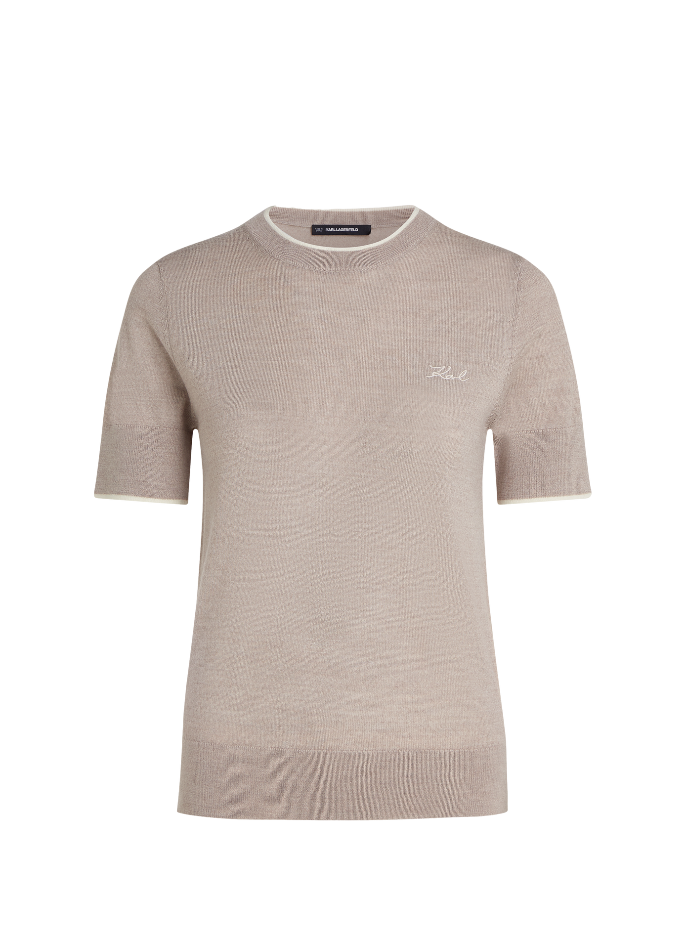 Short-sleeved wool sweater KARL LAGERFELD Beige