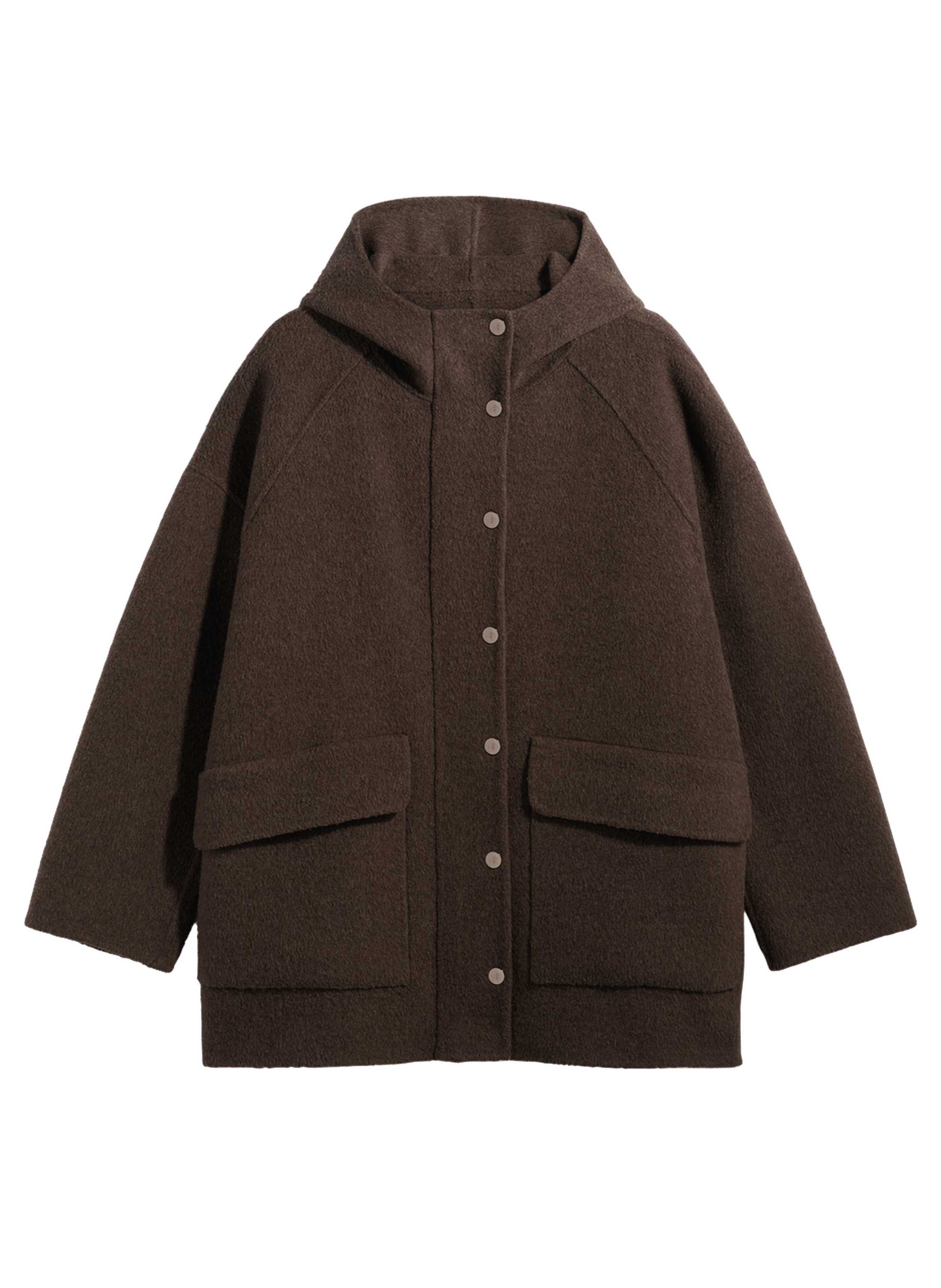 Manteau droit à capuche en laine - alsa GERARD DAREL Marron