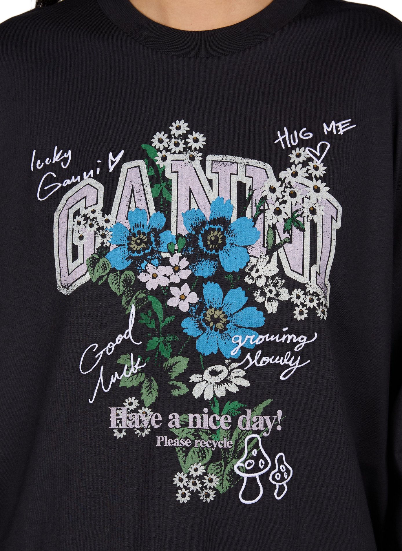 Oversized cotton T-shirt GANNI Grey