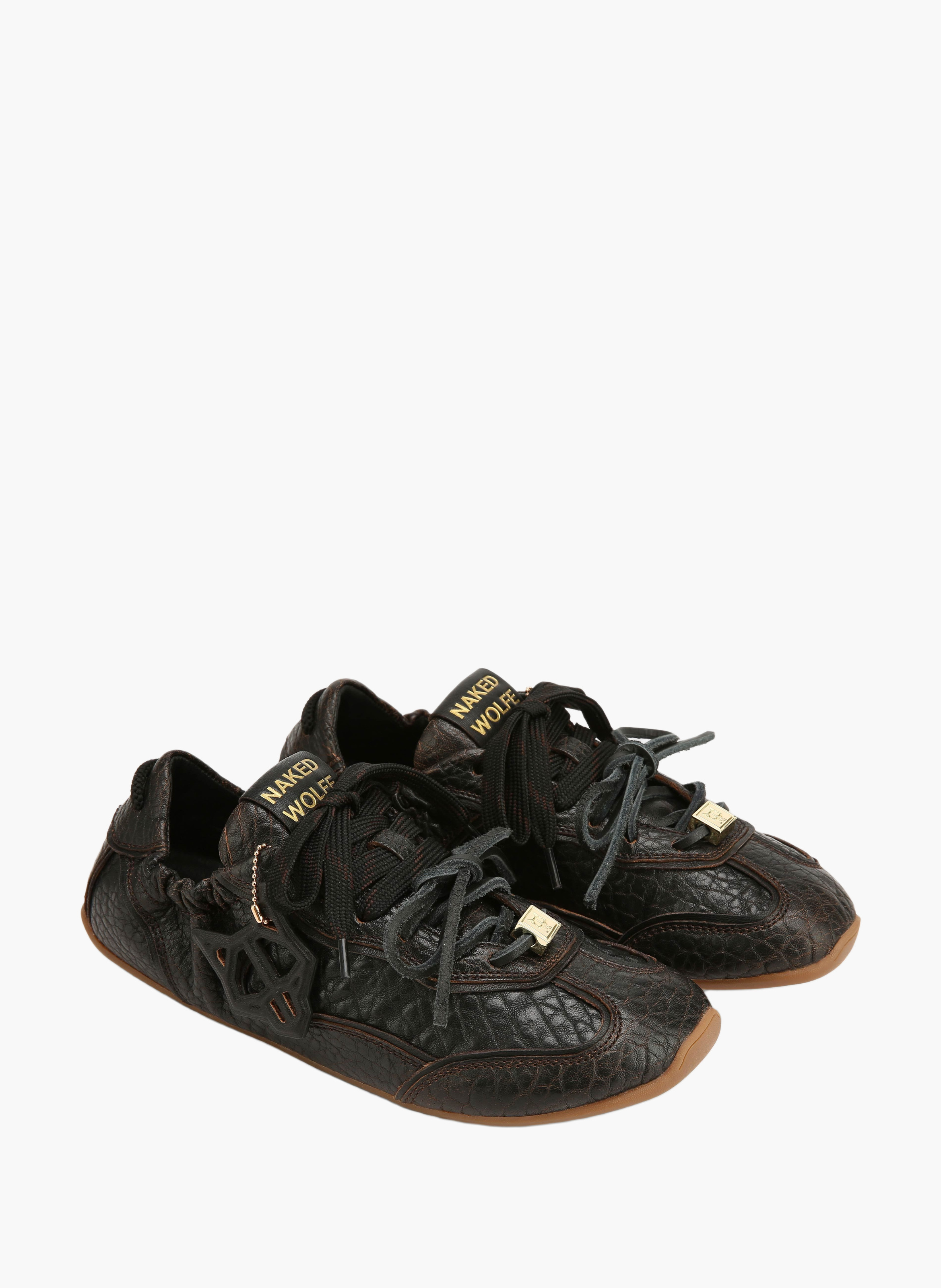 Soul-sneakers van aviatorleer NAKED WOLFE Zwart