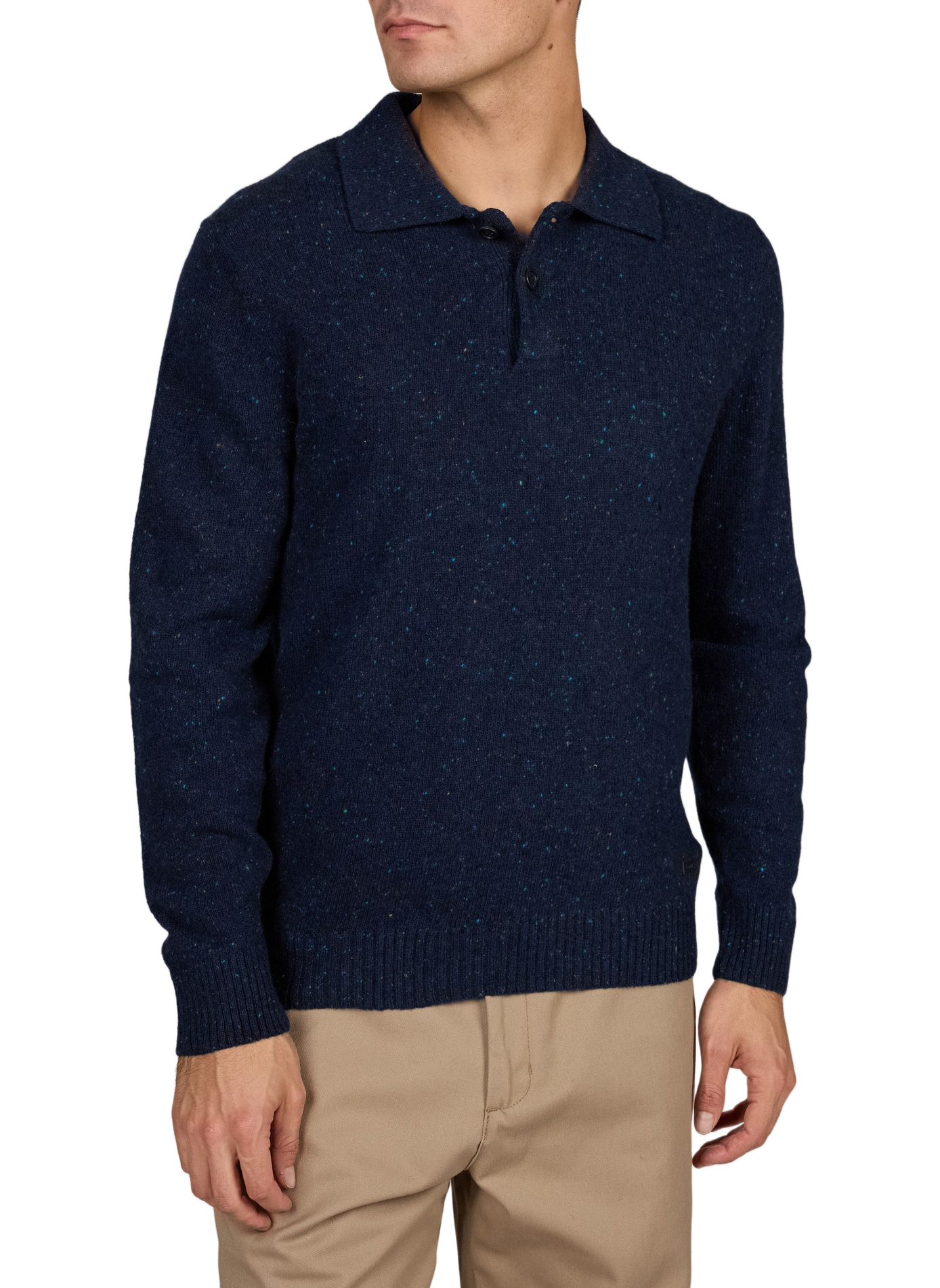Speckled wool-blend polo-neck sweater GANT Blue