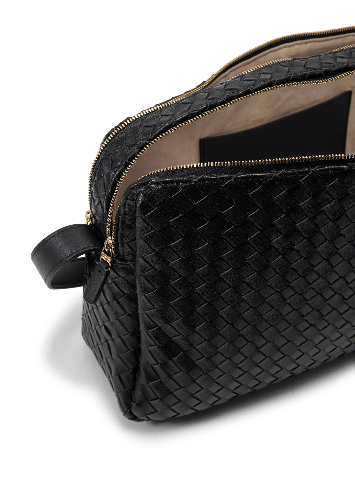 Große Woven-Tasche aus geflochtenem Lammleder ELLEME Schwarz