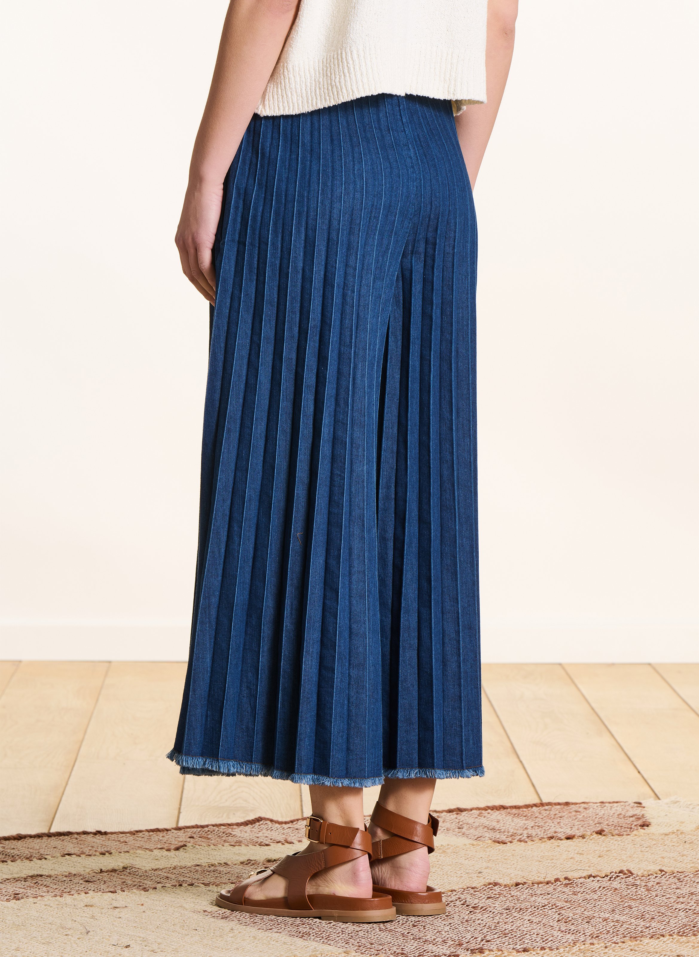 Wijde denim broek LA FEE MARABOUTEE Blauw