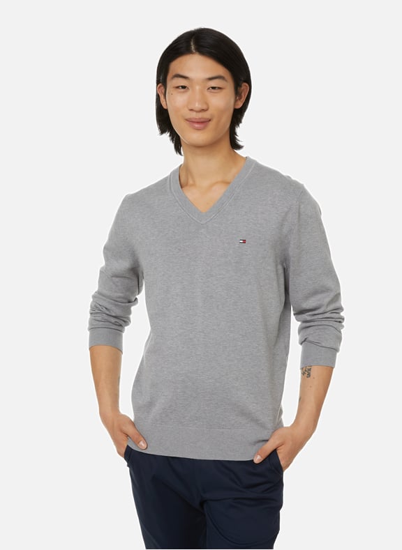 Tommy hilfiger cotton discount v neck sweater