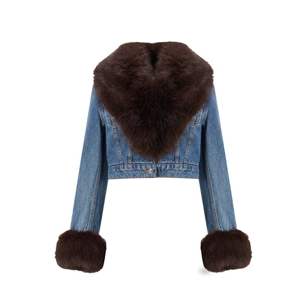 Veste en denim bi-matière