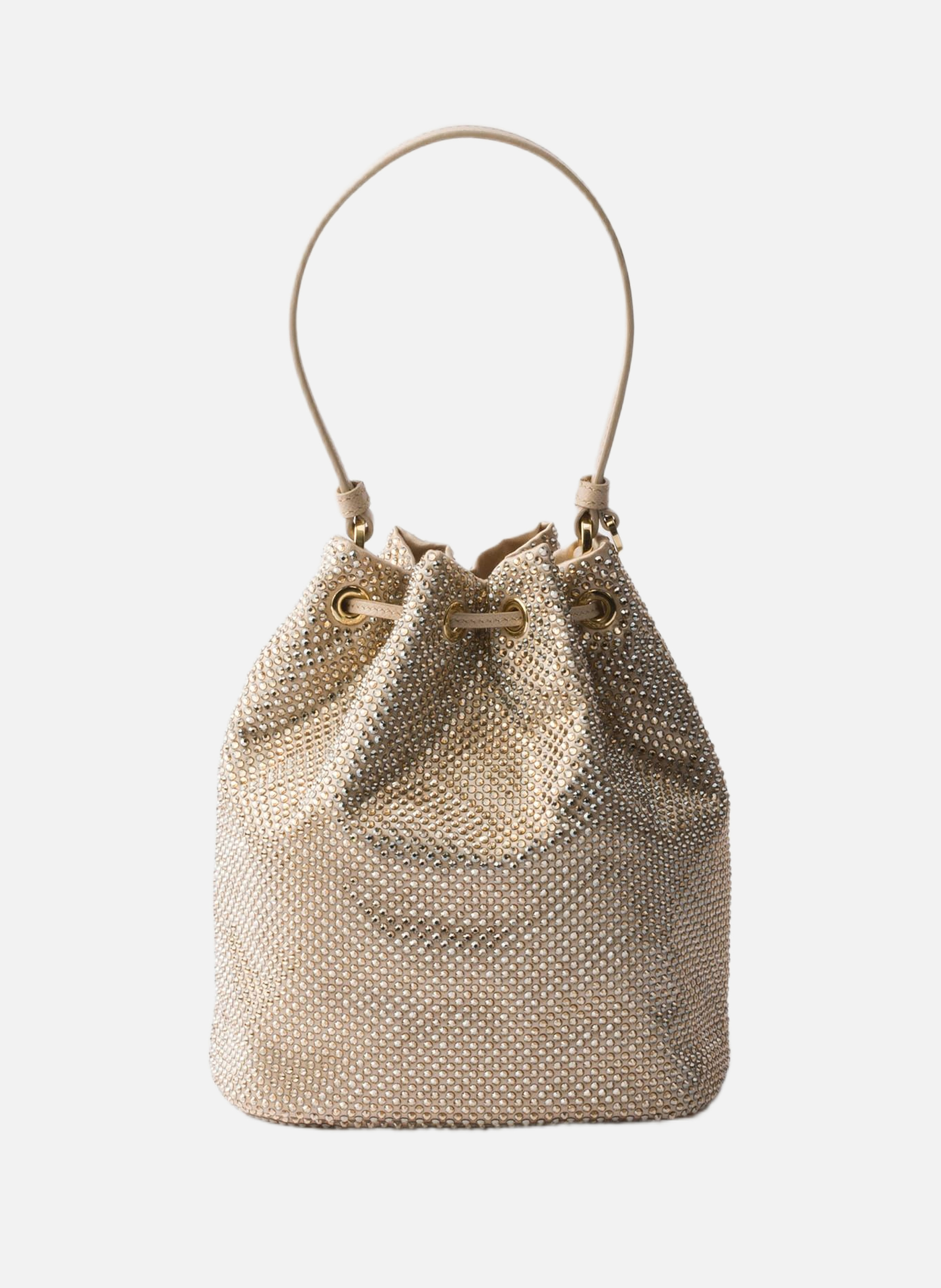 Mini sac en satin à cristaux PRADA Beige
