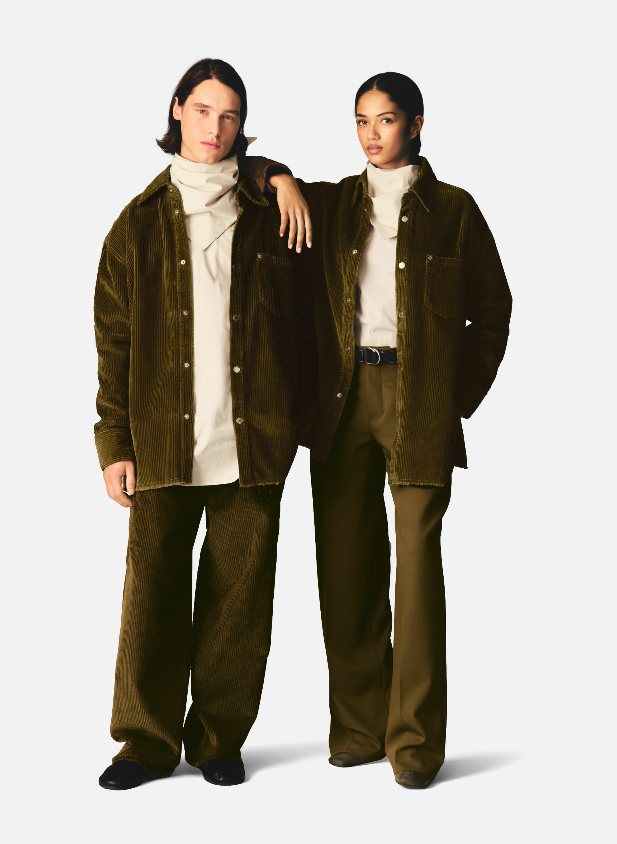 Surchemise velours cotelé en coton unisexe AMI PARIS Vert