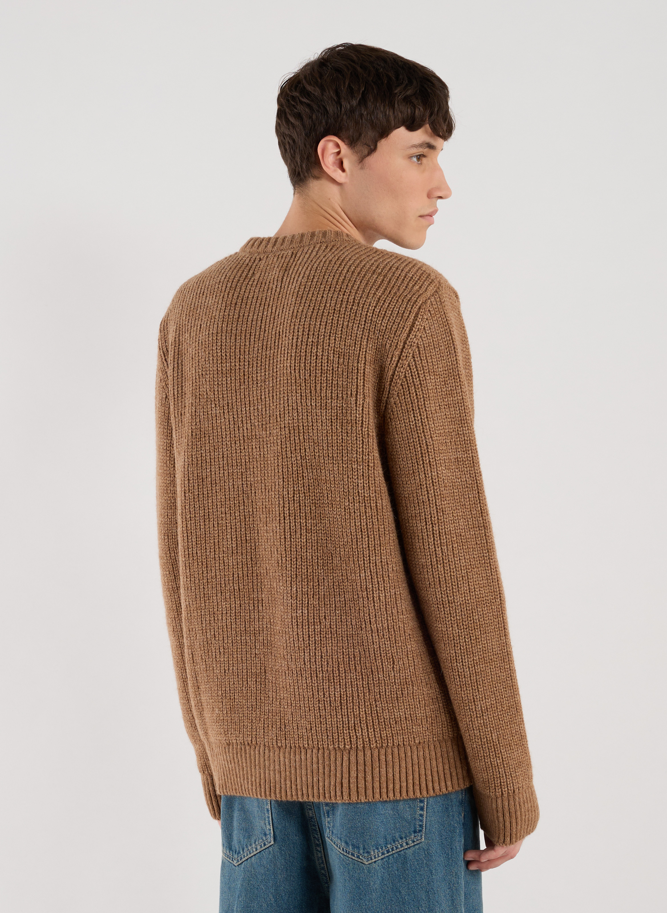 Round-neck sweater in ribbed knit SAISON 1865 Beige