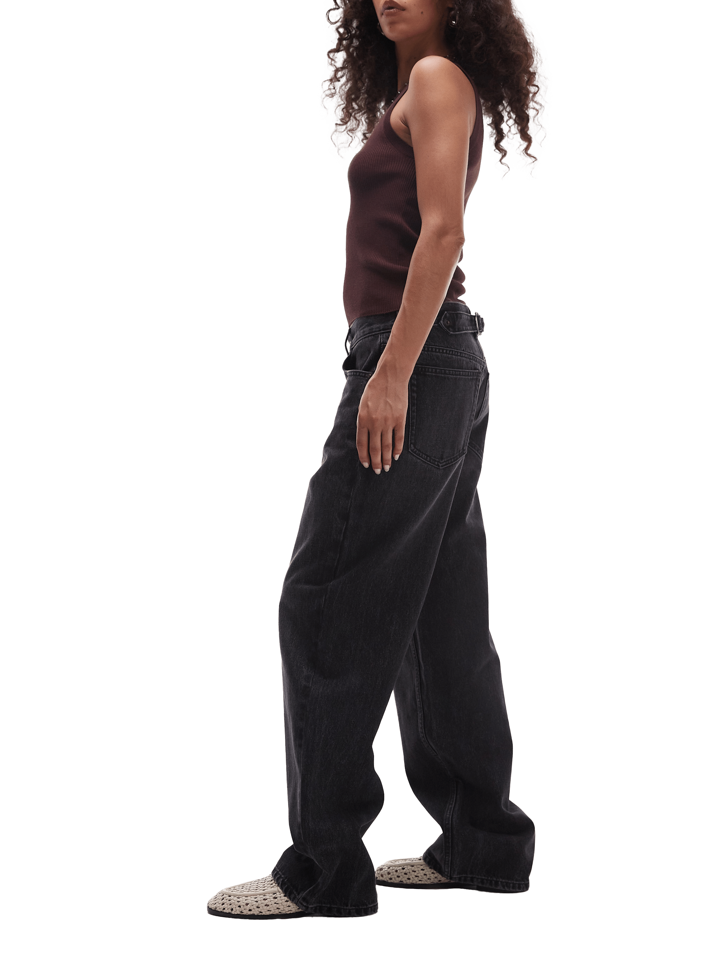 Jean large en coton mélangé TOPSHOP Bleu